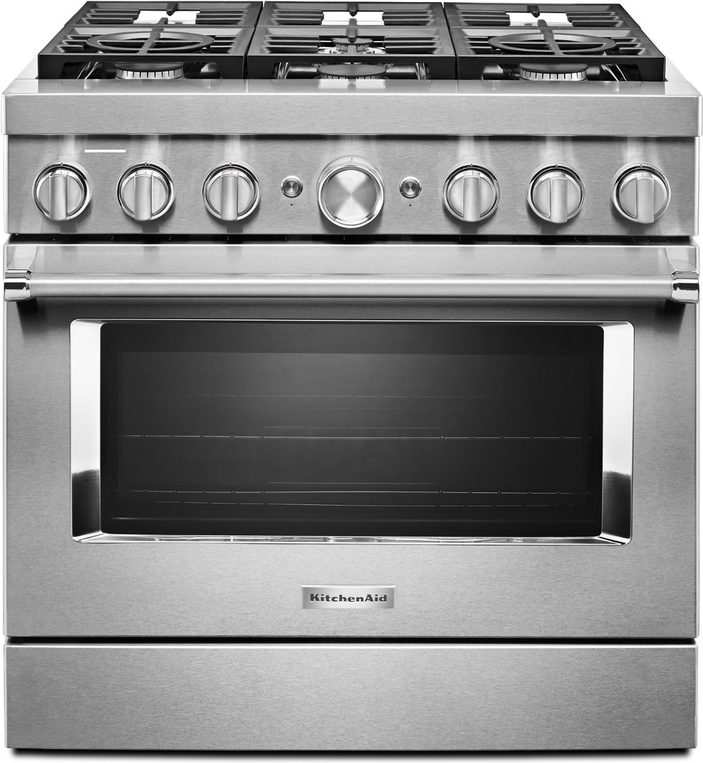 KitchenAid Commercial Style Dual Fuel Smart Range - 36 Inch 5.1 cu. ft. Stainless Steel