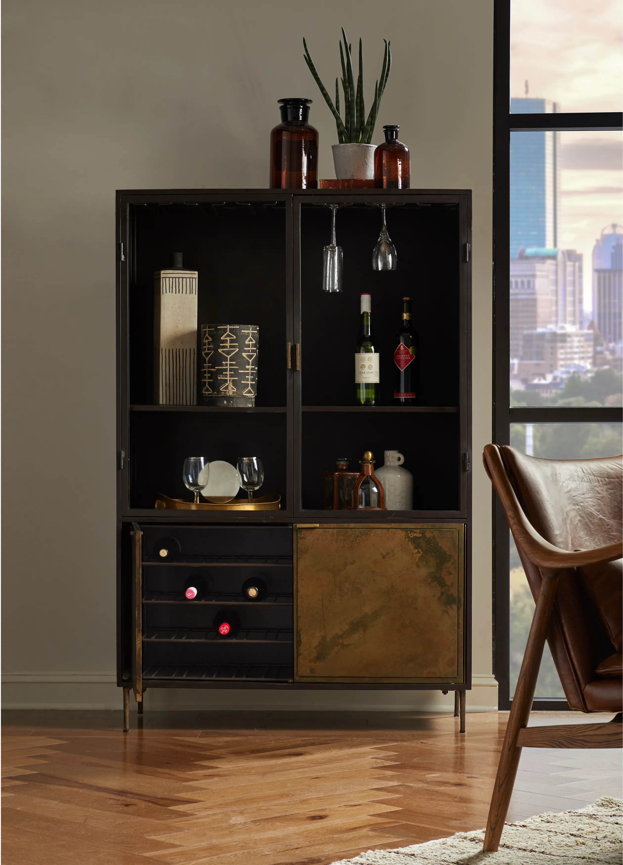Contemporary Patina Metal Display Cabinet - Modern Eclectic-2