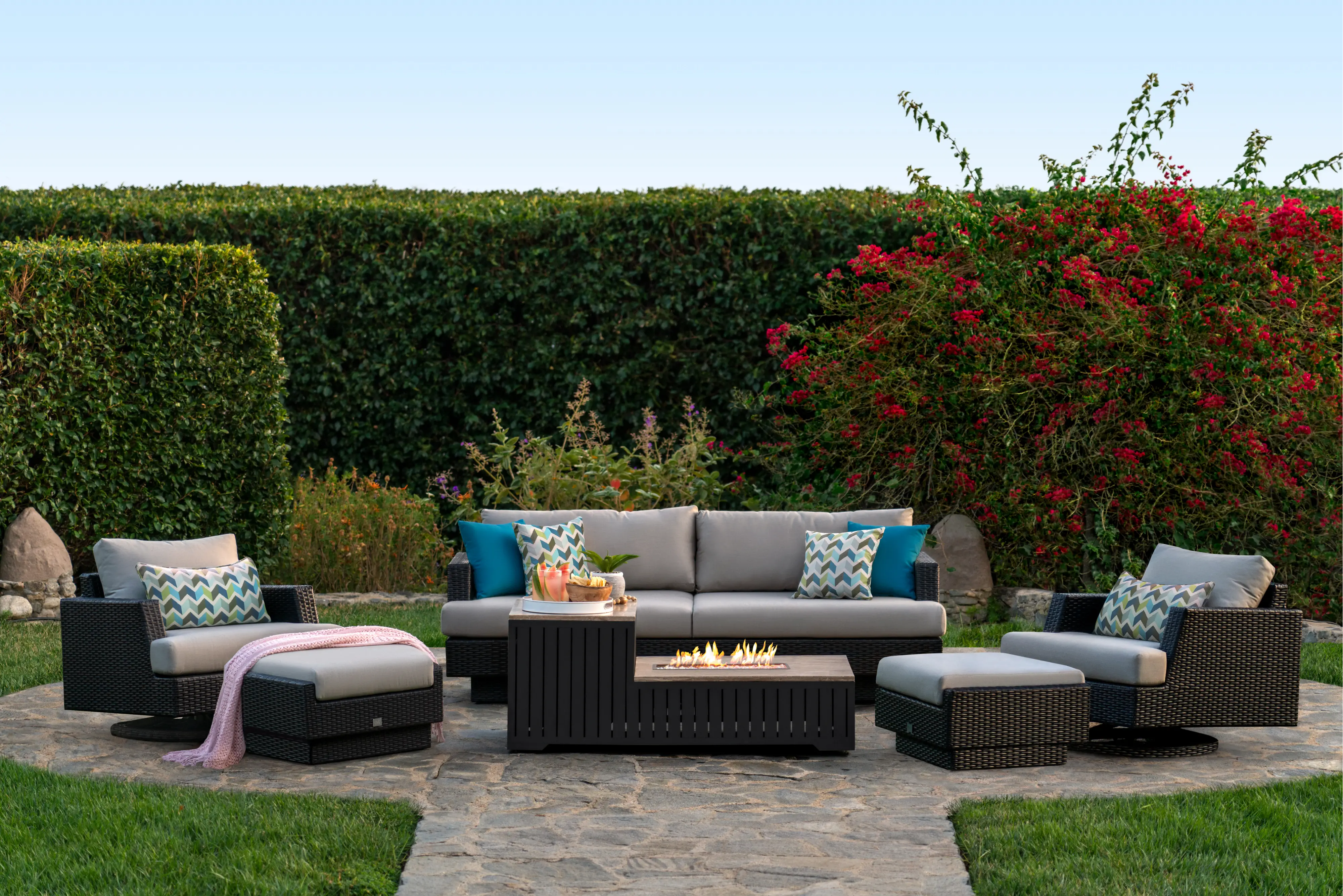 Portofino Patio Motion Chair with Sunbrella Fabric - Espresso-3