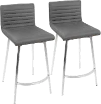 B26-MSNSW WLGY2 Contemporary Gray Swivel Counter Height Stool (Set of 2) - Mason