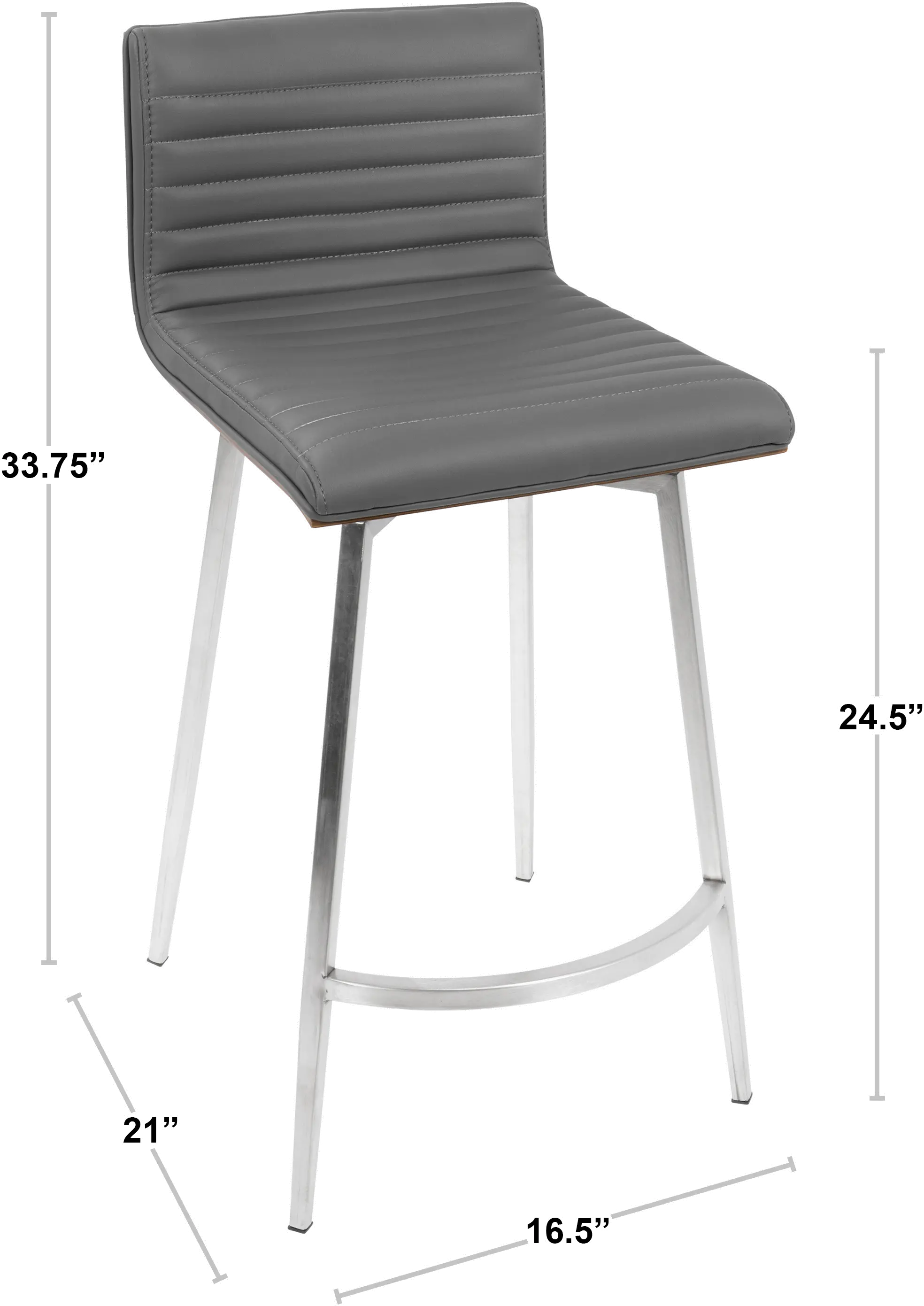 B26-MSNSW WLGY2 Contemporary Gray Swivel Counter Height Stool (Set of 2) - Mason-6