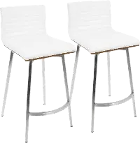 B26-MSNSW WLW2 Contemporary White Swivel Counter Height Stool (Set of 2) - Mason