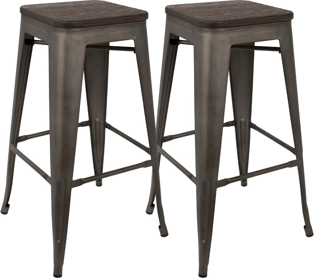Oregon Espresso Metal Stackable Bar Stool Set of 2