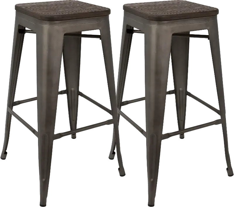 Oregon Espresso Metal Stackable Bar Stool, Set of 2