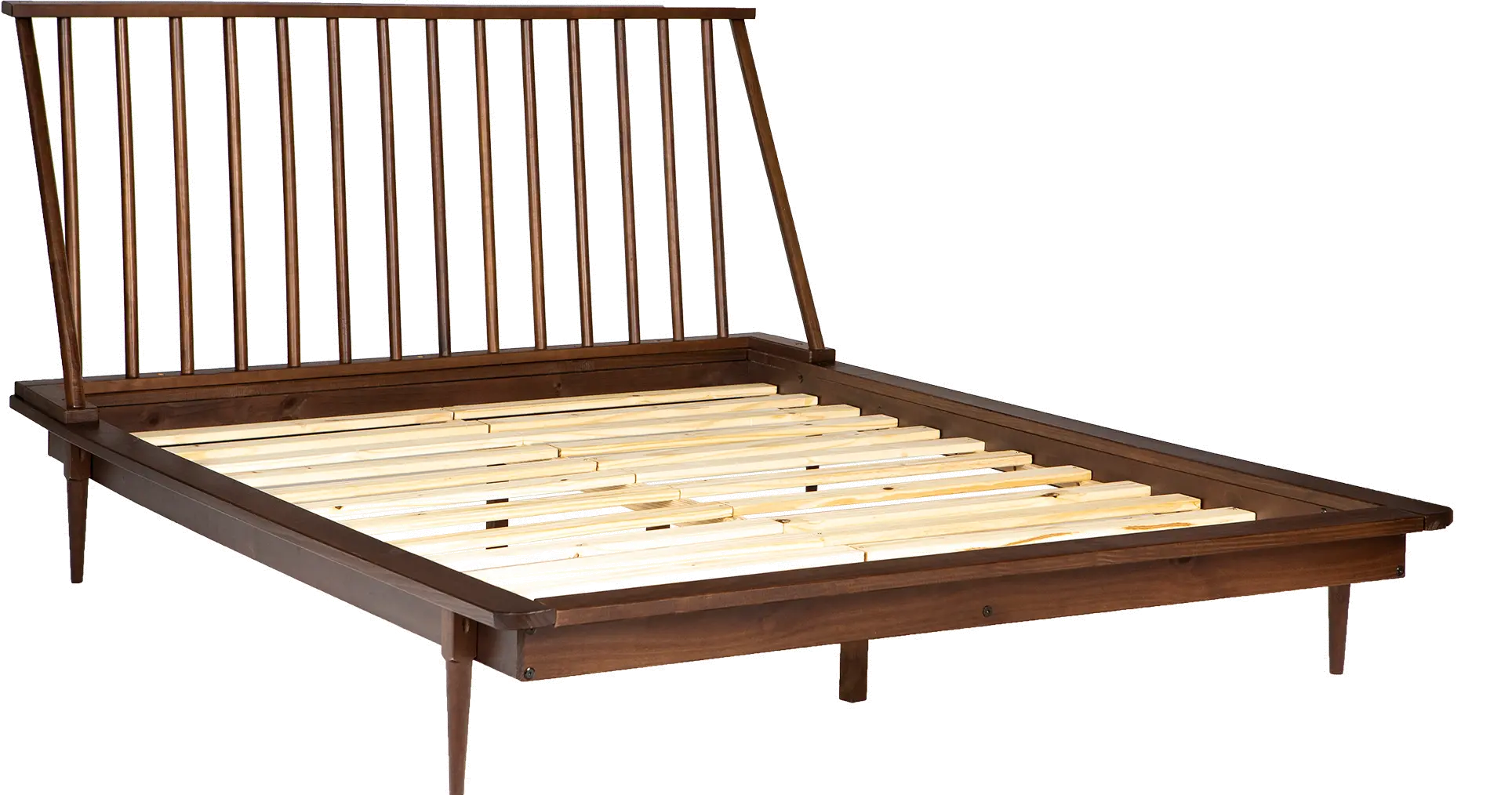 BQSPINWT Modern Walnut Brown Queen Spindle Platform Bed - Walker Edison-5