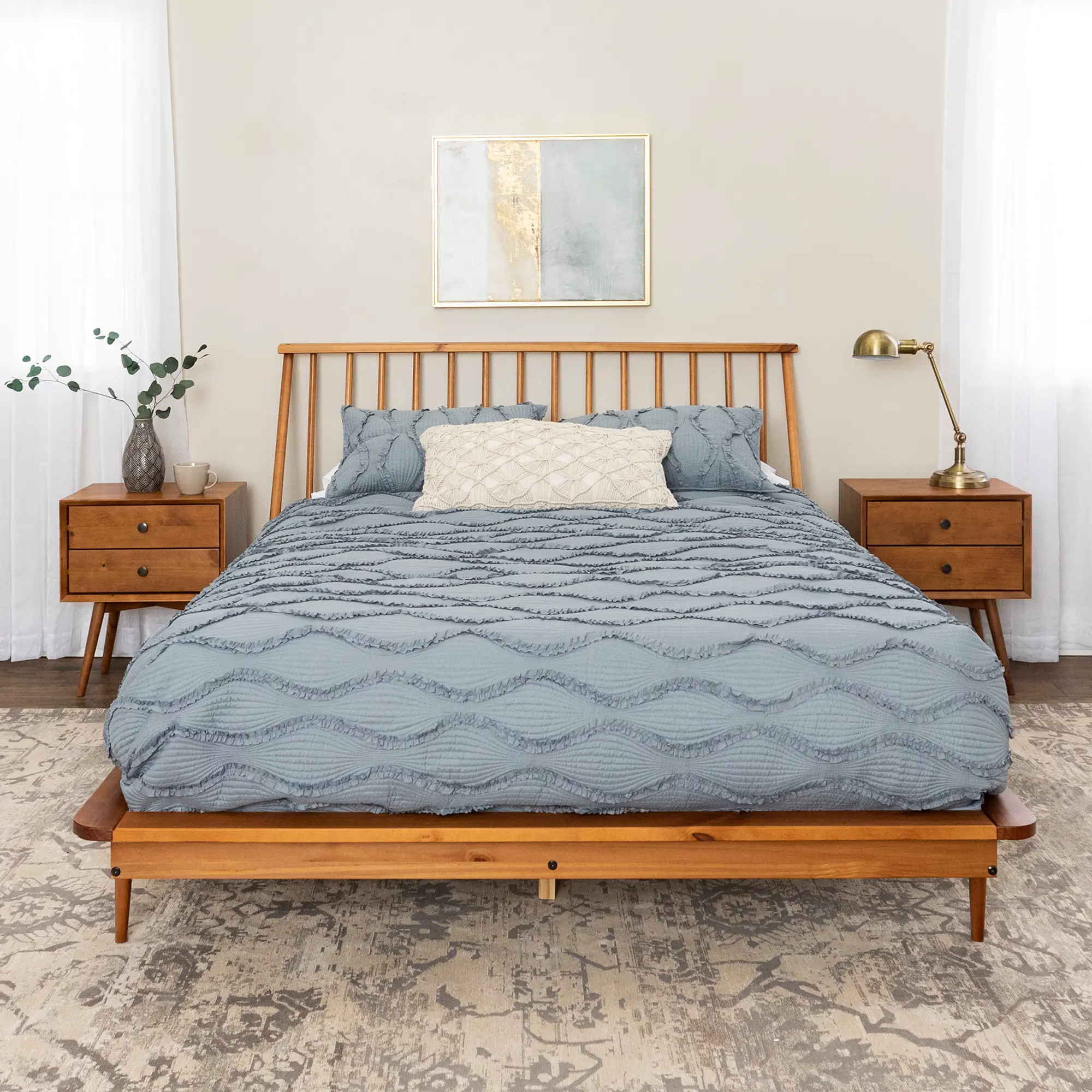 BQSPINCA Modern Caramel Brown Queen Spindle Platform Bed - Walker Edison-3