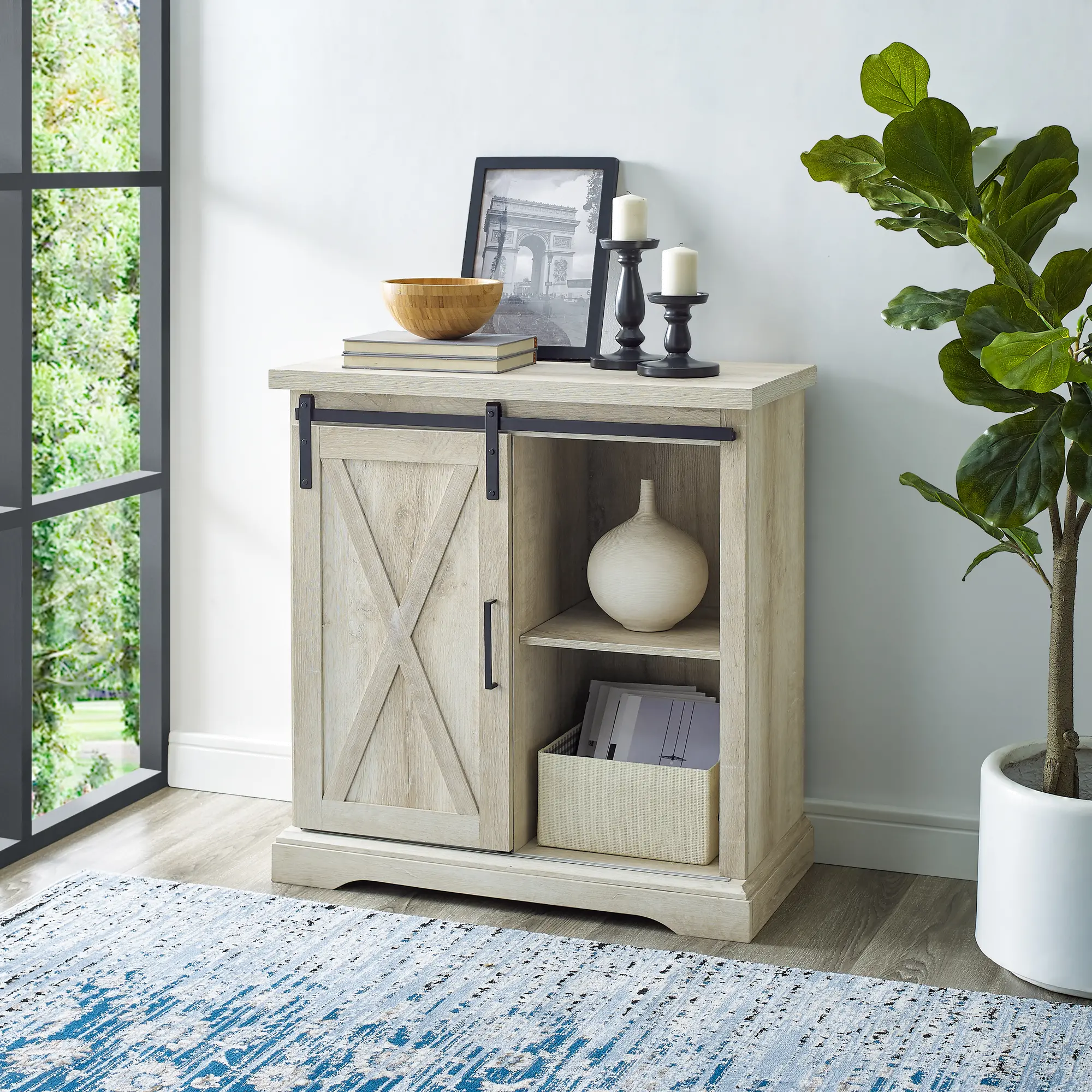 AF32ALXDWO Carolina White Oak Farmhouse Buffet Cabinet - Walker Edison-2