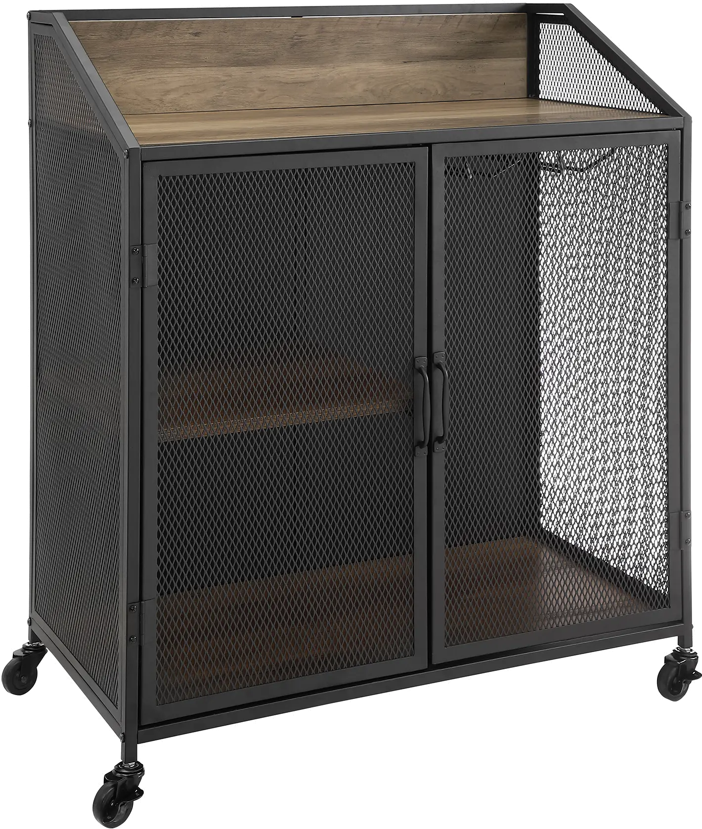BU33SOIBCRO Avery Rustic Oak 33 Inch Bar Cabinet - Walker Edison-5
