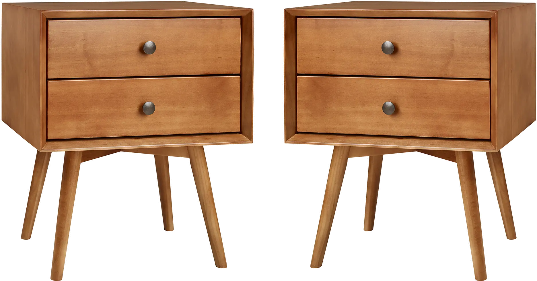 BR25MC2DCA Rosie Mid Century Modern Caramel 2-Drawer Nightstand - Walker Edison-1