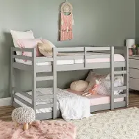 BWJRTOTGY Gray Low Twin-over-Twin Bunk Bed - Walker Edison