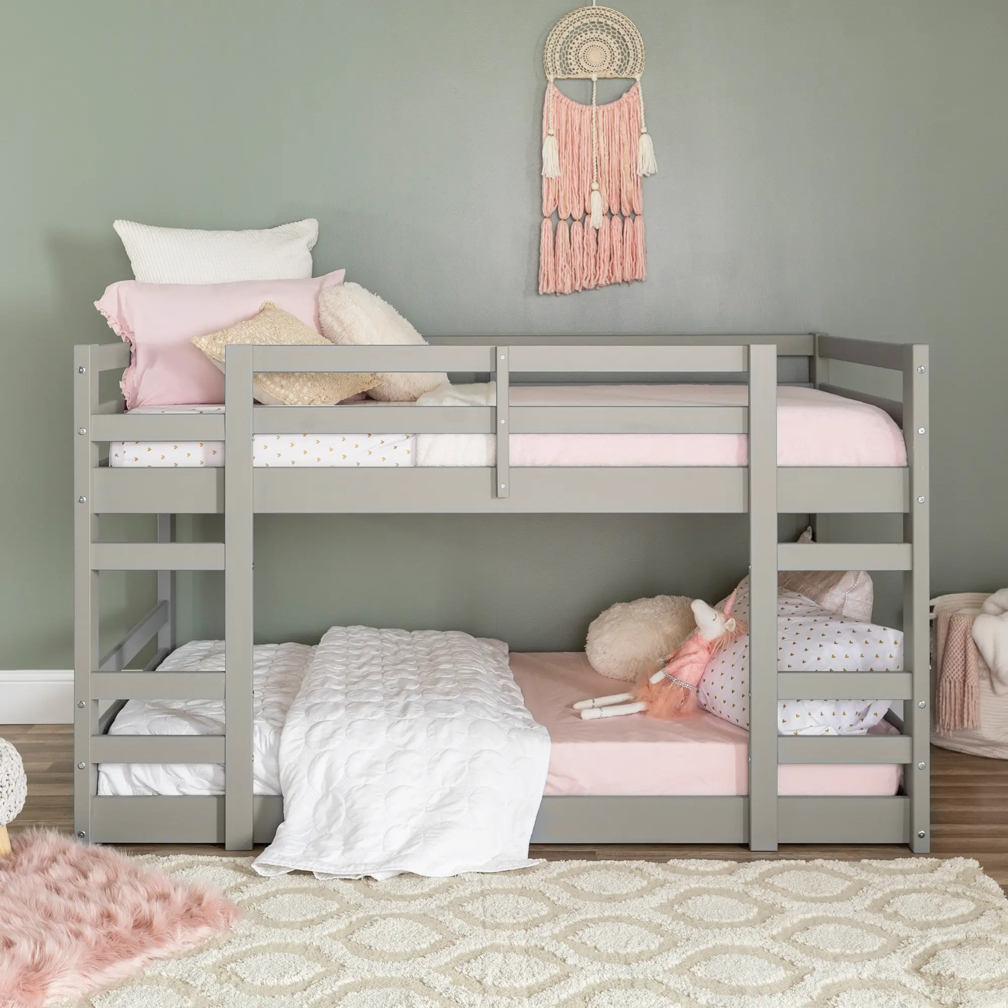 BWJRTOTGY Gray Low Twin-over-Twin Bunk Bed - Walker Edison-3