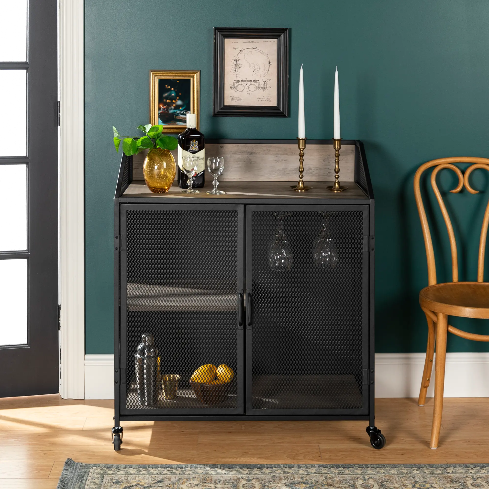 BU33SOIBCGW Avery Gray Wash 33 Inch Bar Cabinet - Walker Edison-2