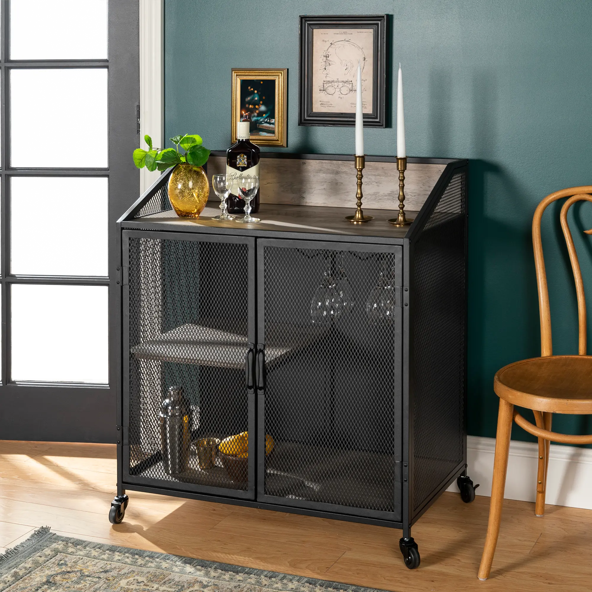 BU33SOIBCGW Avery Gray Wash 33 Inch Bar Cabinet - Walker Edison-3