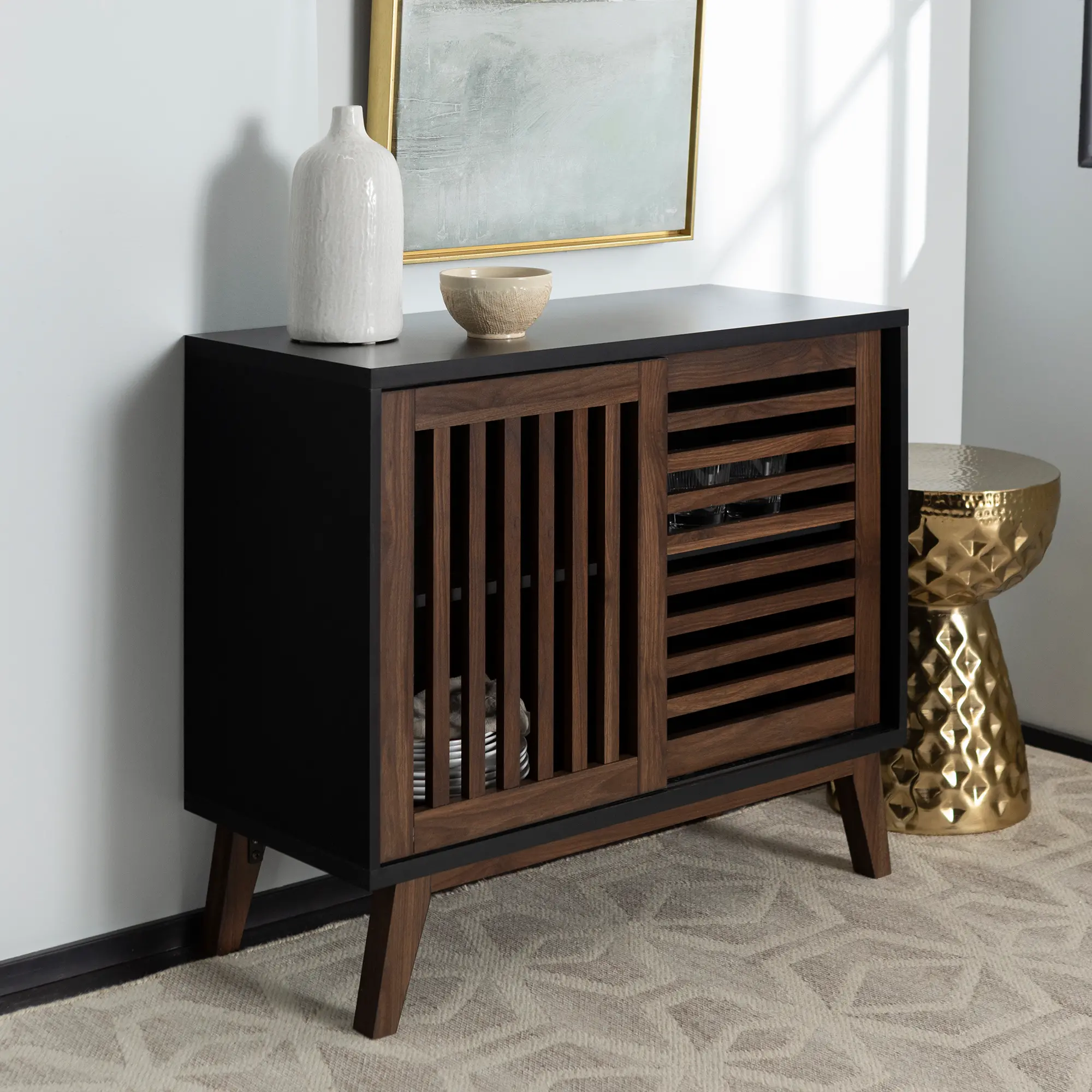 AF36SSDSB Mid Century Walnut 36 inch TV Stand - Walker Edison-2