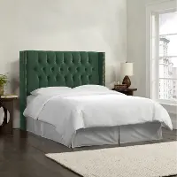 142NB-PWMSTJD Abigail Green Diamond Tufted Wingback Queen Headboard - Skyline Furniture