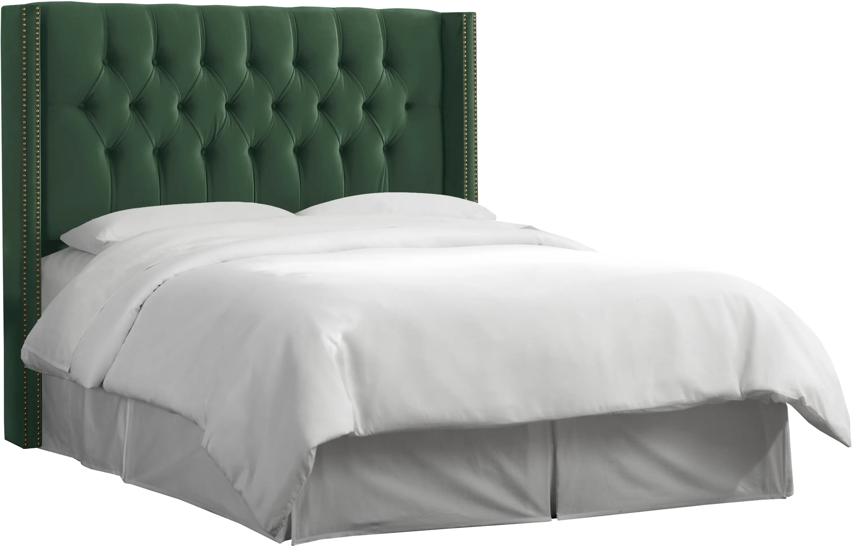 142NB-PWMSTJD Abigail Green Diamond Tufted Wingback Queen Headboard - Skyline Furniture-1