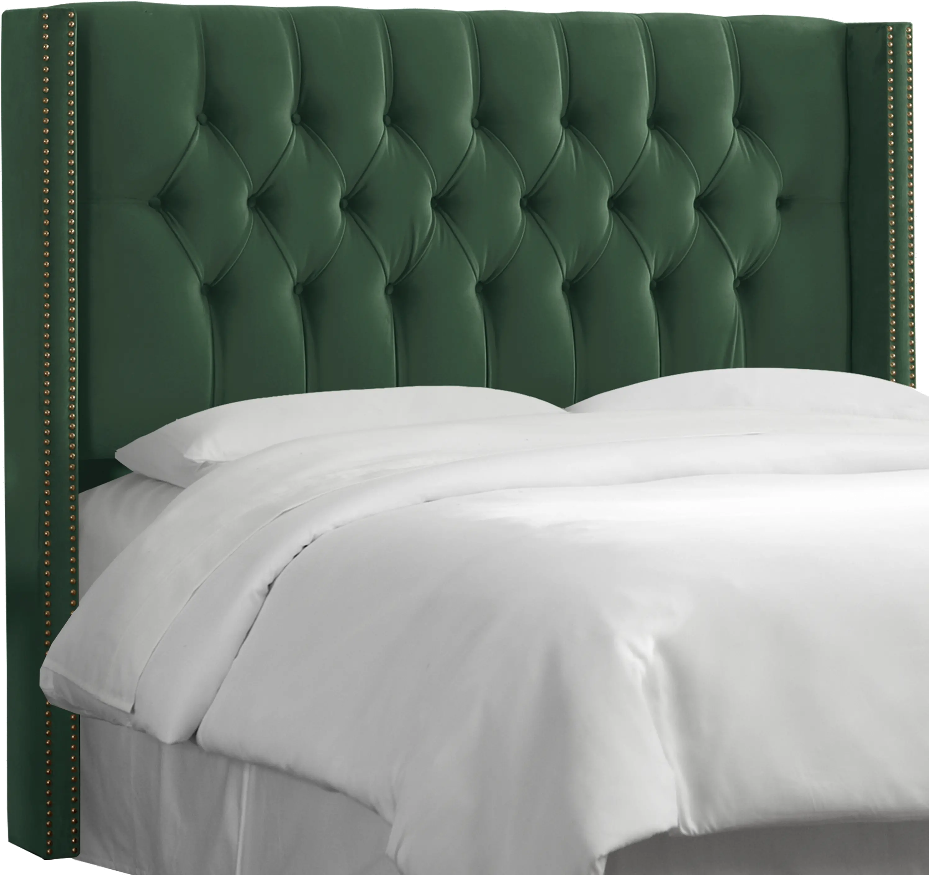 142NB-PWMSTJD Abigail Green Diamond Tufted Wingback Queen Headboard - Skyline Furniture-3