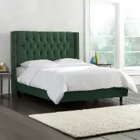 143NBBED-PWMSTJD Abigail Green Diamond Tufted Wingback King Bed - Skyline Furniture