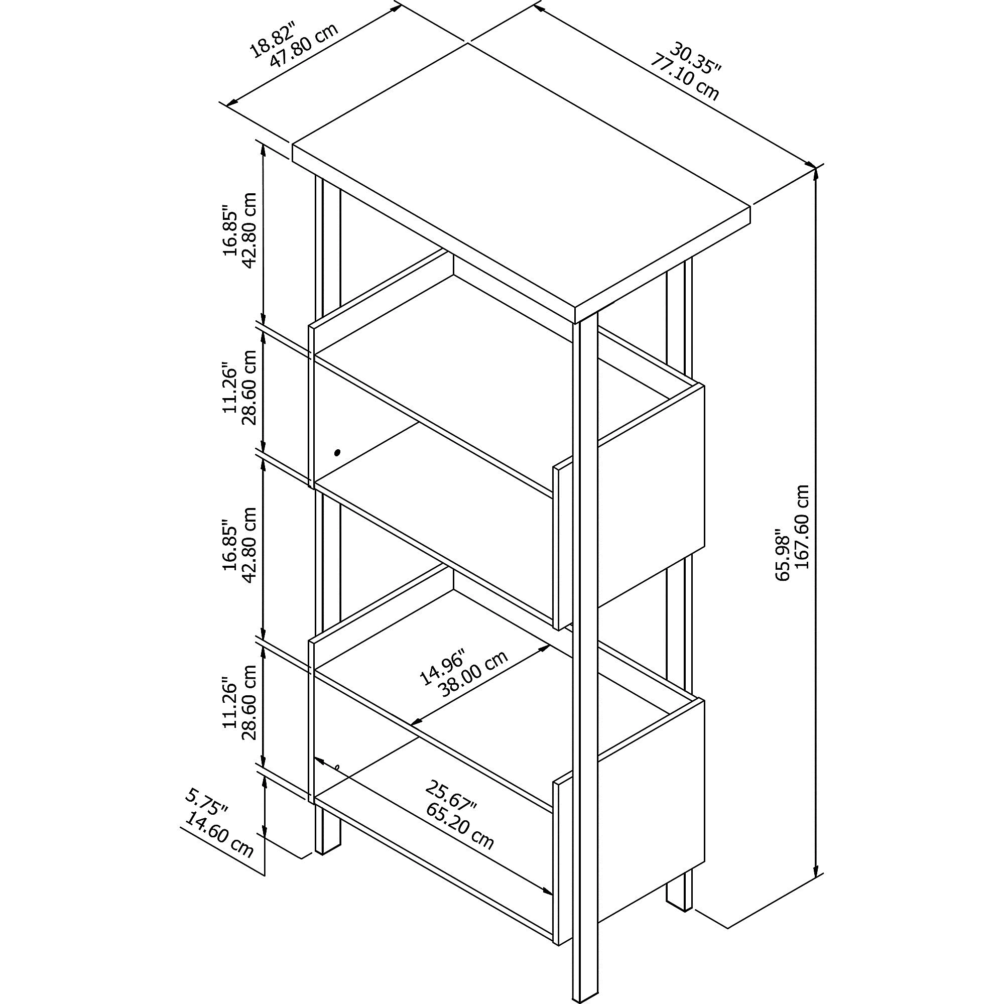 ACB131MW-03 Modern Walnut 4 Shelf Bookcase  - Architect-1