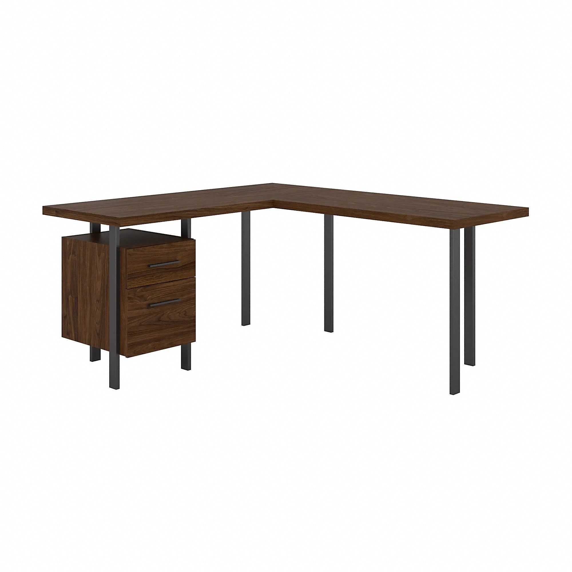 ACD260MW-03K Modern Walnut 60 inch L Shaped Desk with Drawers - Architect-4