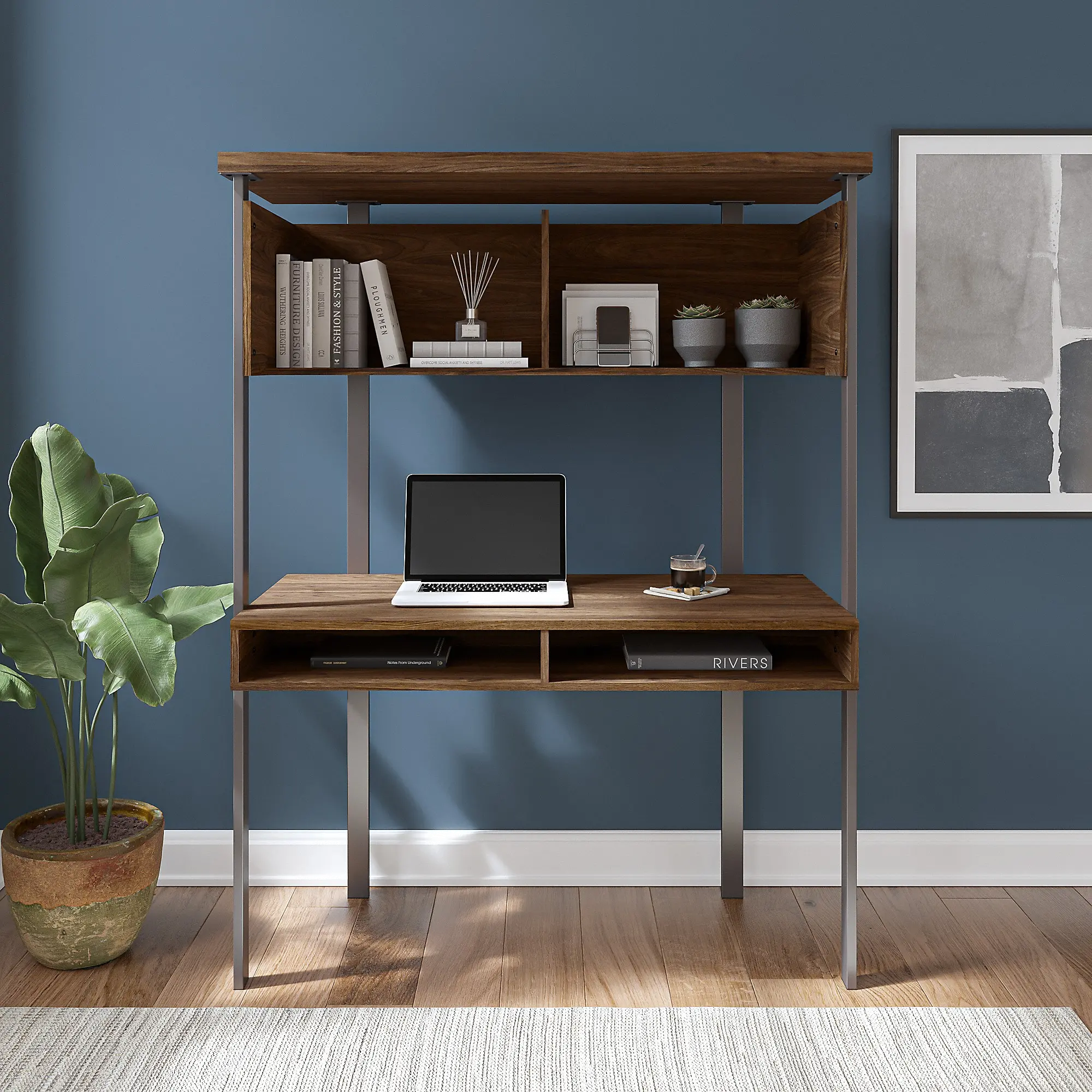 ACU152MW-03 Walnut Small Computer Desk with Hutch - Bush Furniture-2