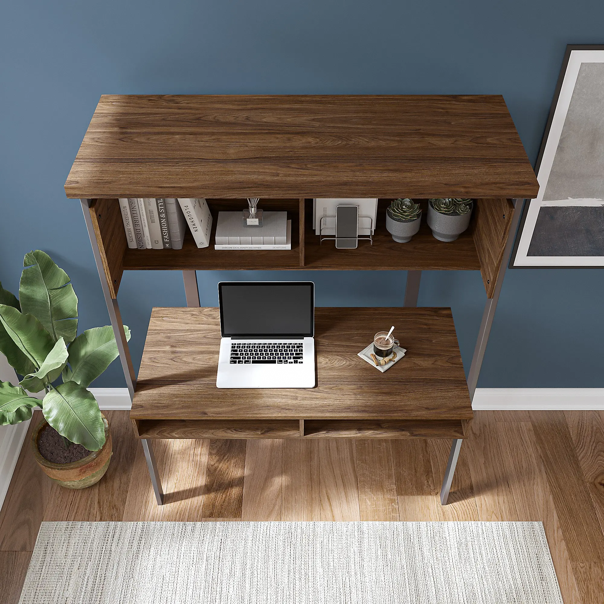 ACU152MW-03 Walnut Small Computer Desk with Hutch - Bush Furniture-3