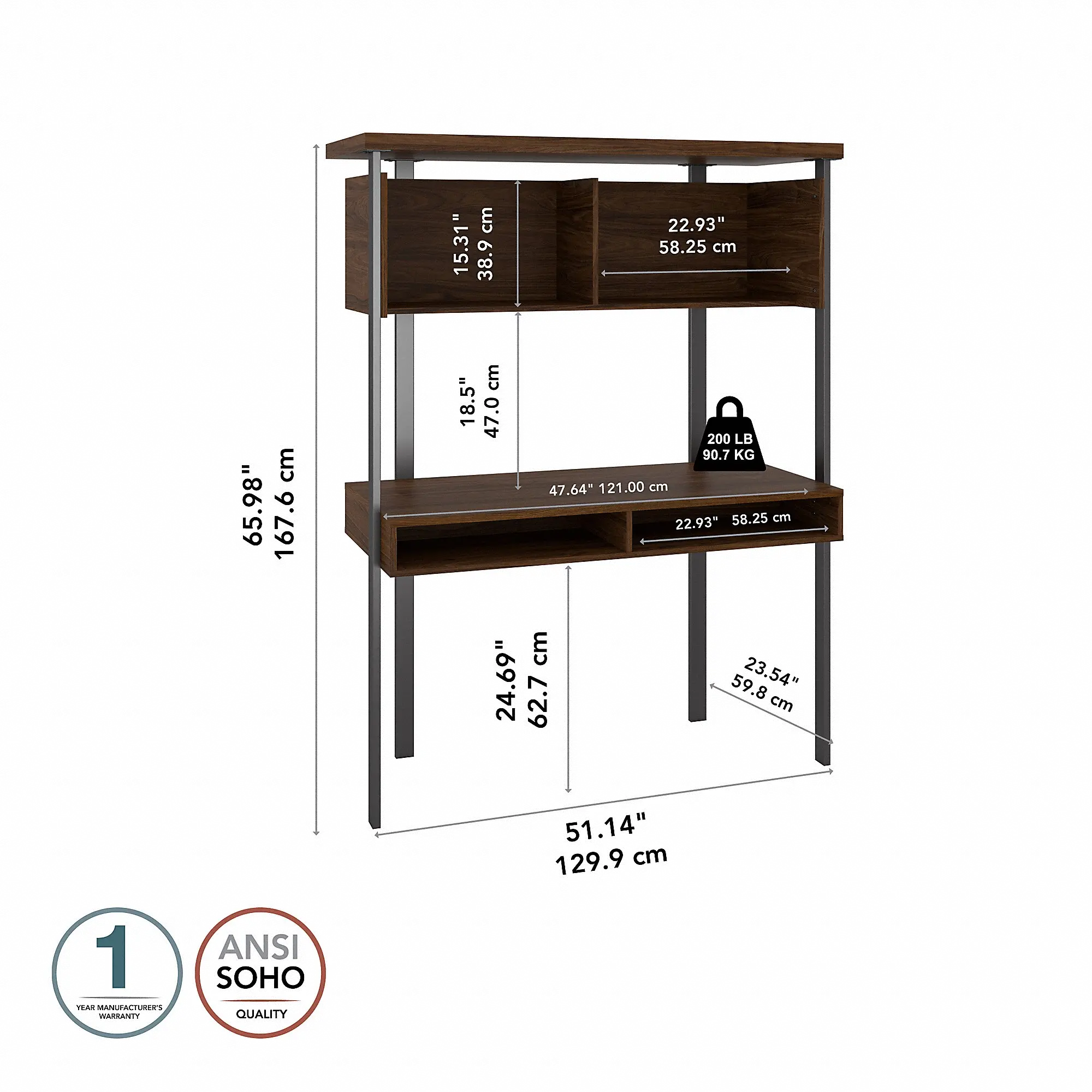 ACU152MW-03 Walnut Small Computer Desk with Hutch - Bush Furniture-8