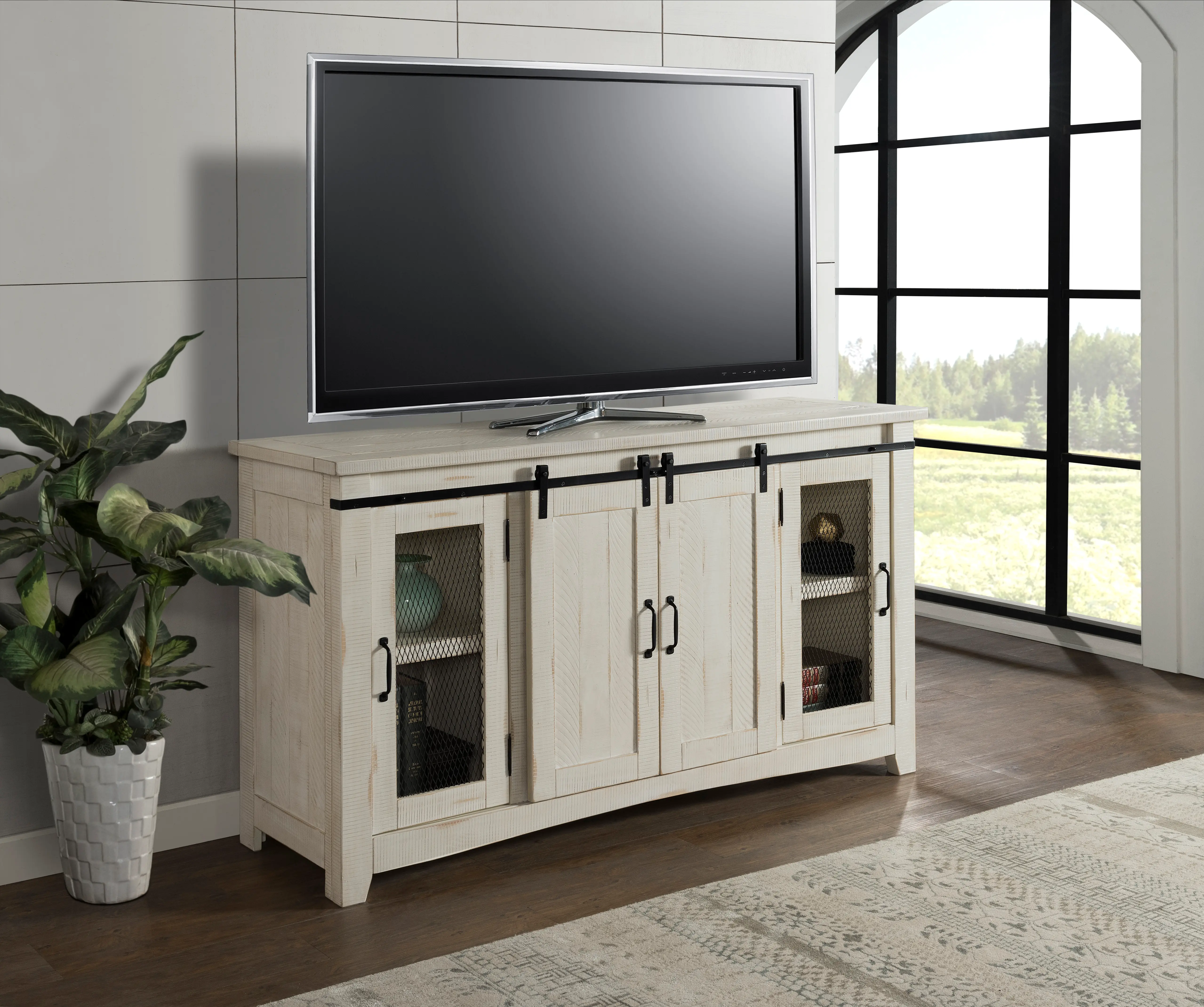 Camden White Wash Farmhouse TV Stand-1