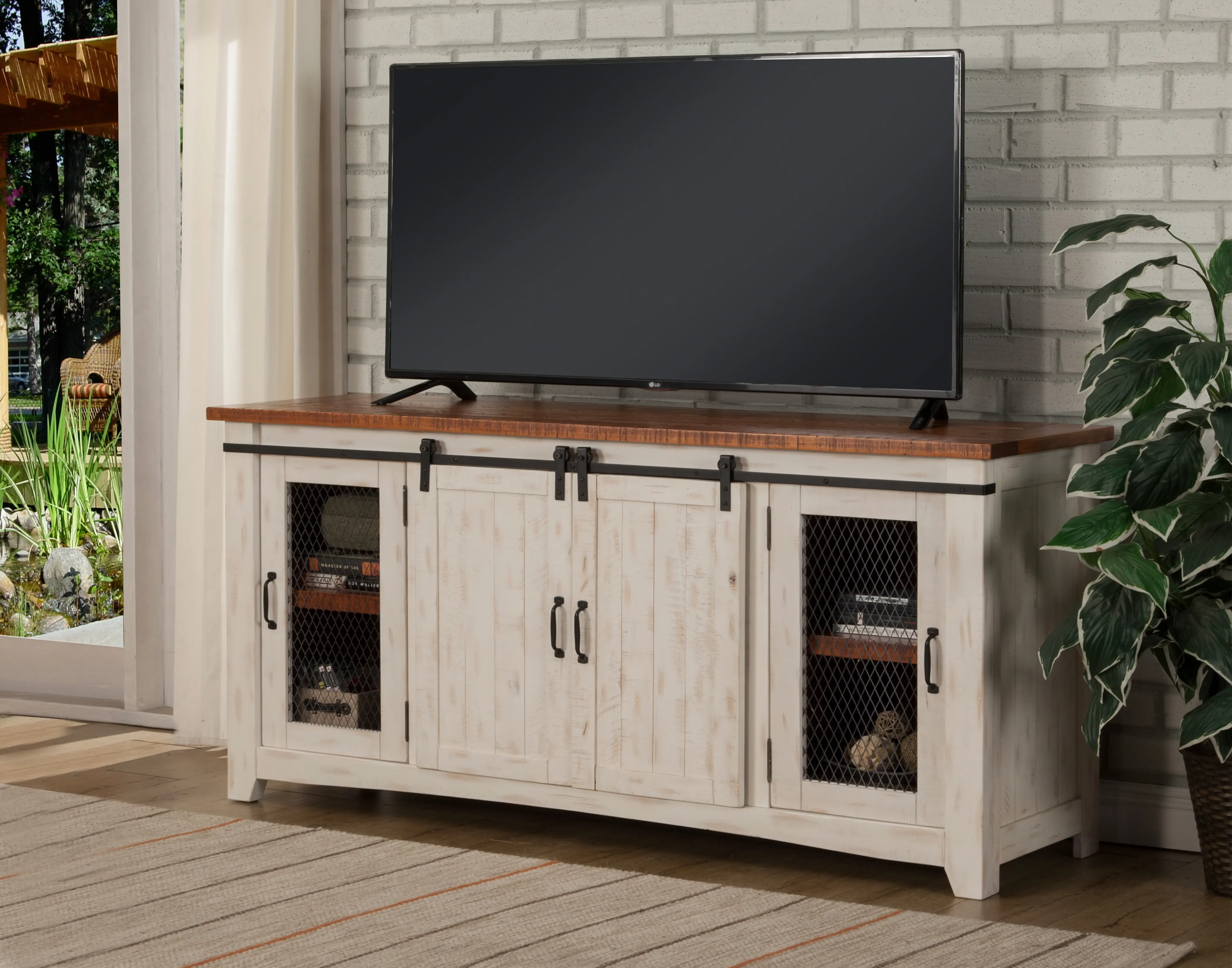 Camden White Wash and Barnwood TV Stand-2