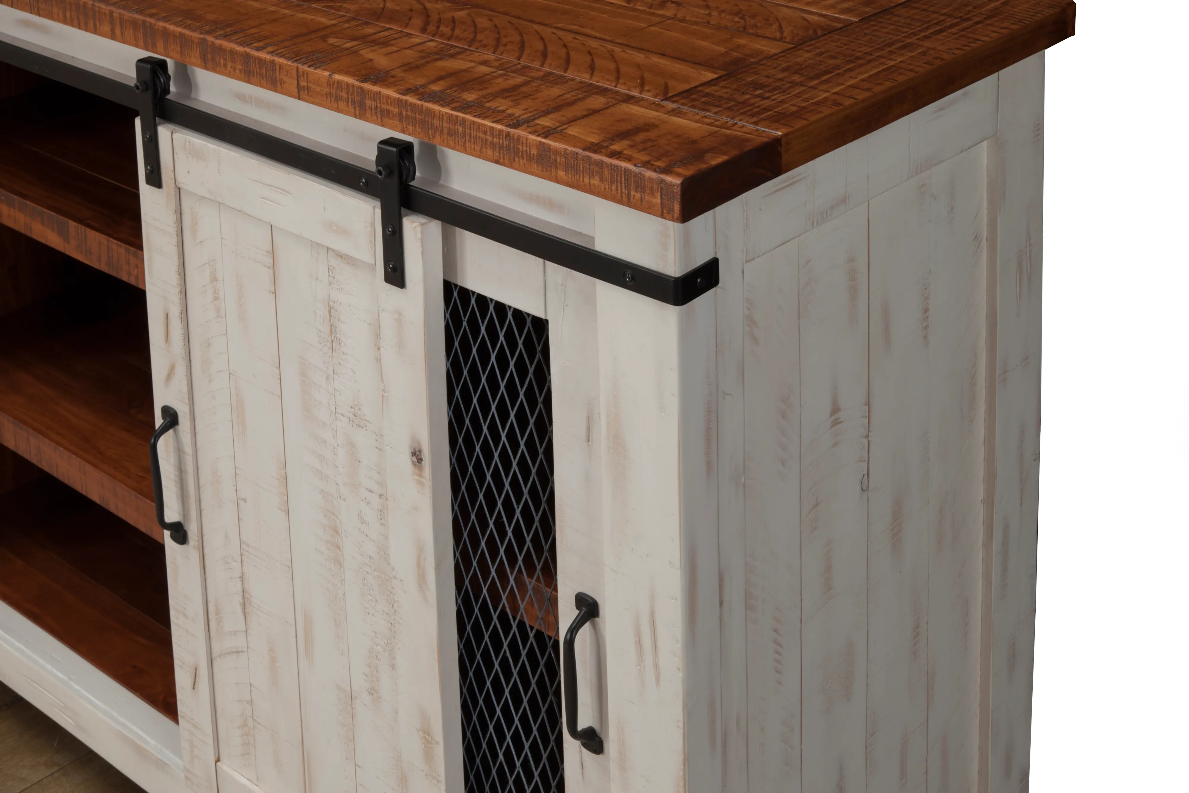Camden White Wash and Barnwood TV Stand-5
