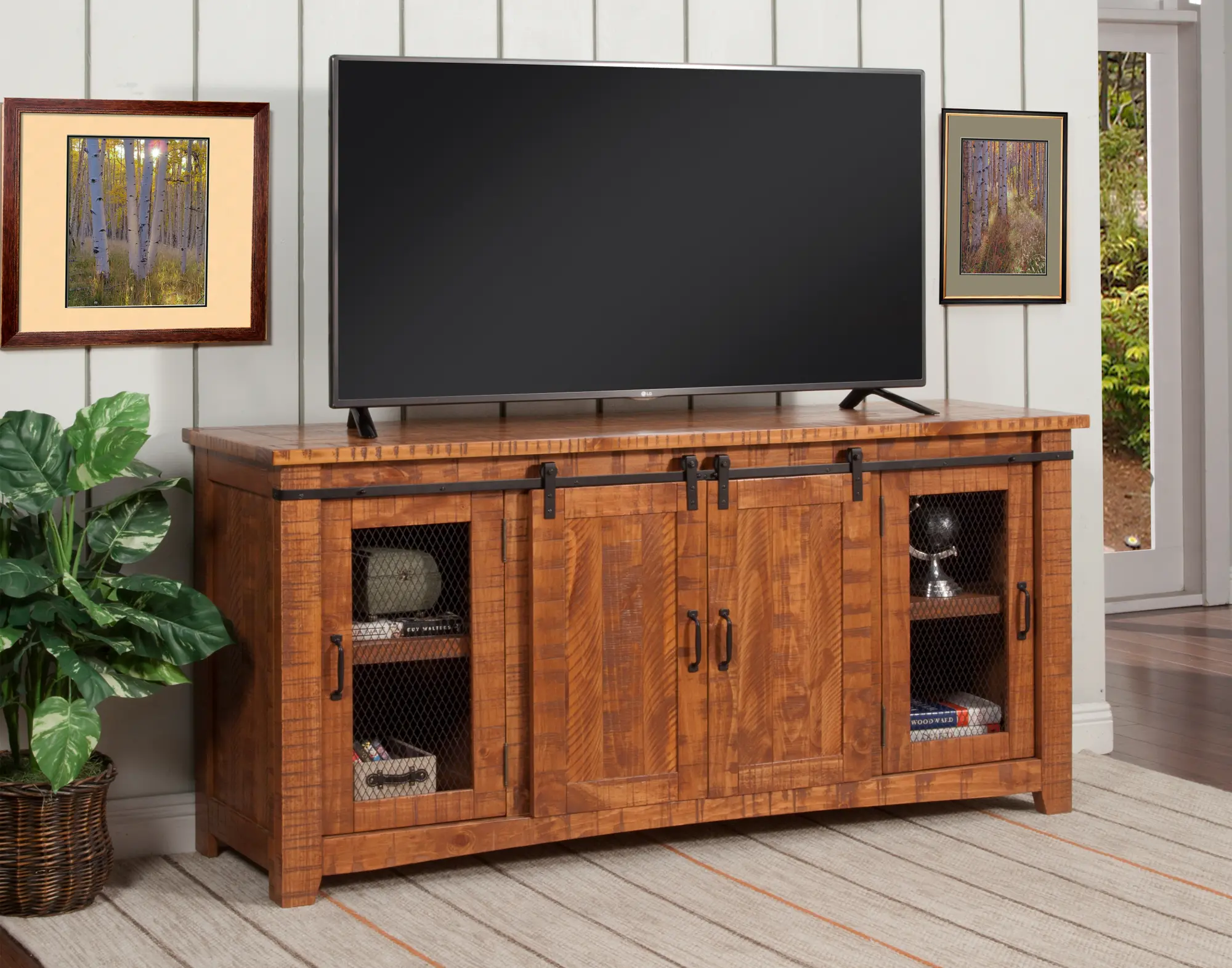 Camden Honey Pine Farmhouse TV Stand | RC Willey