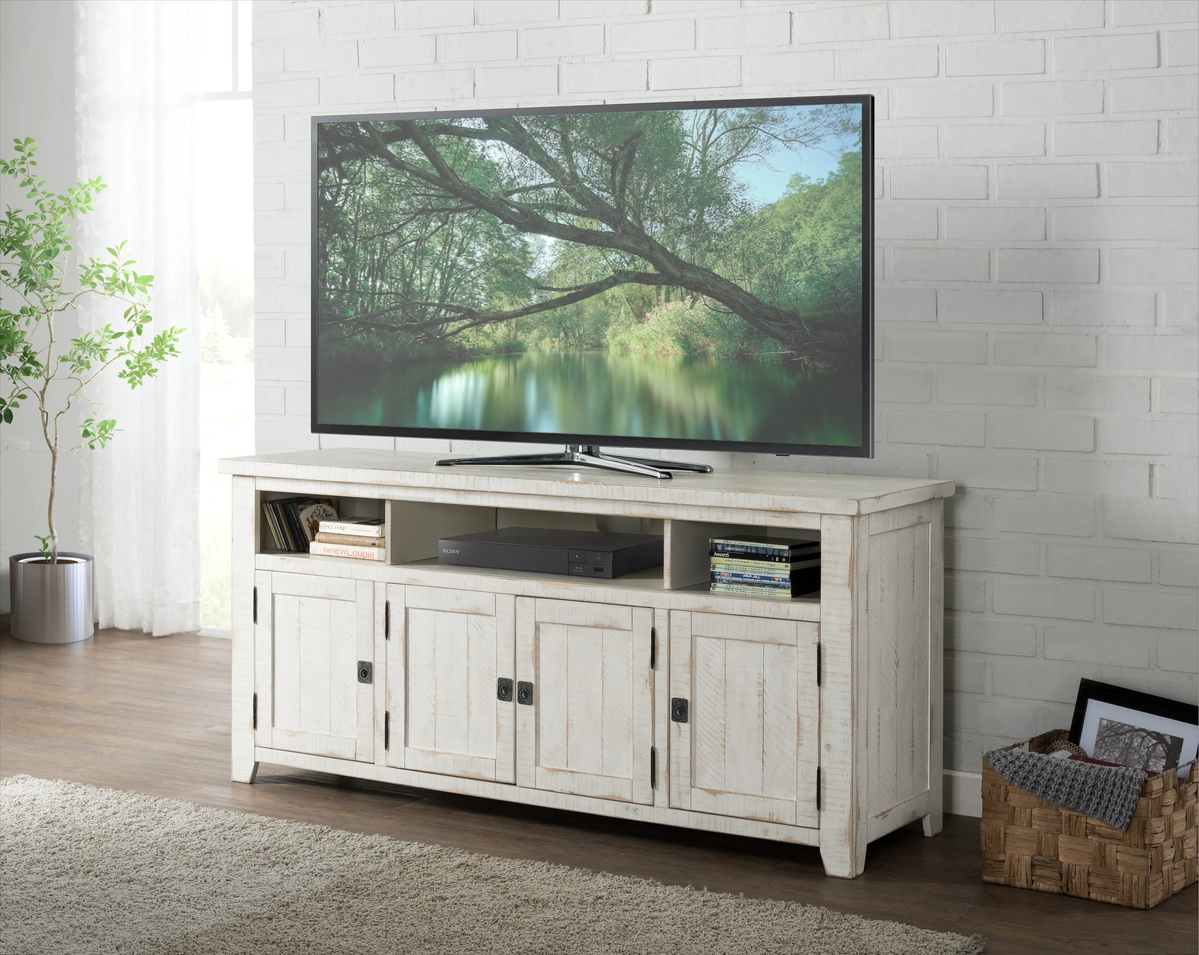 Cressa Antique White 65 Inch TV Stand-2