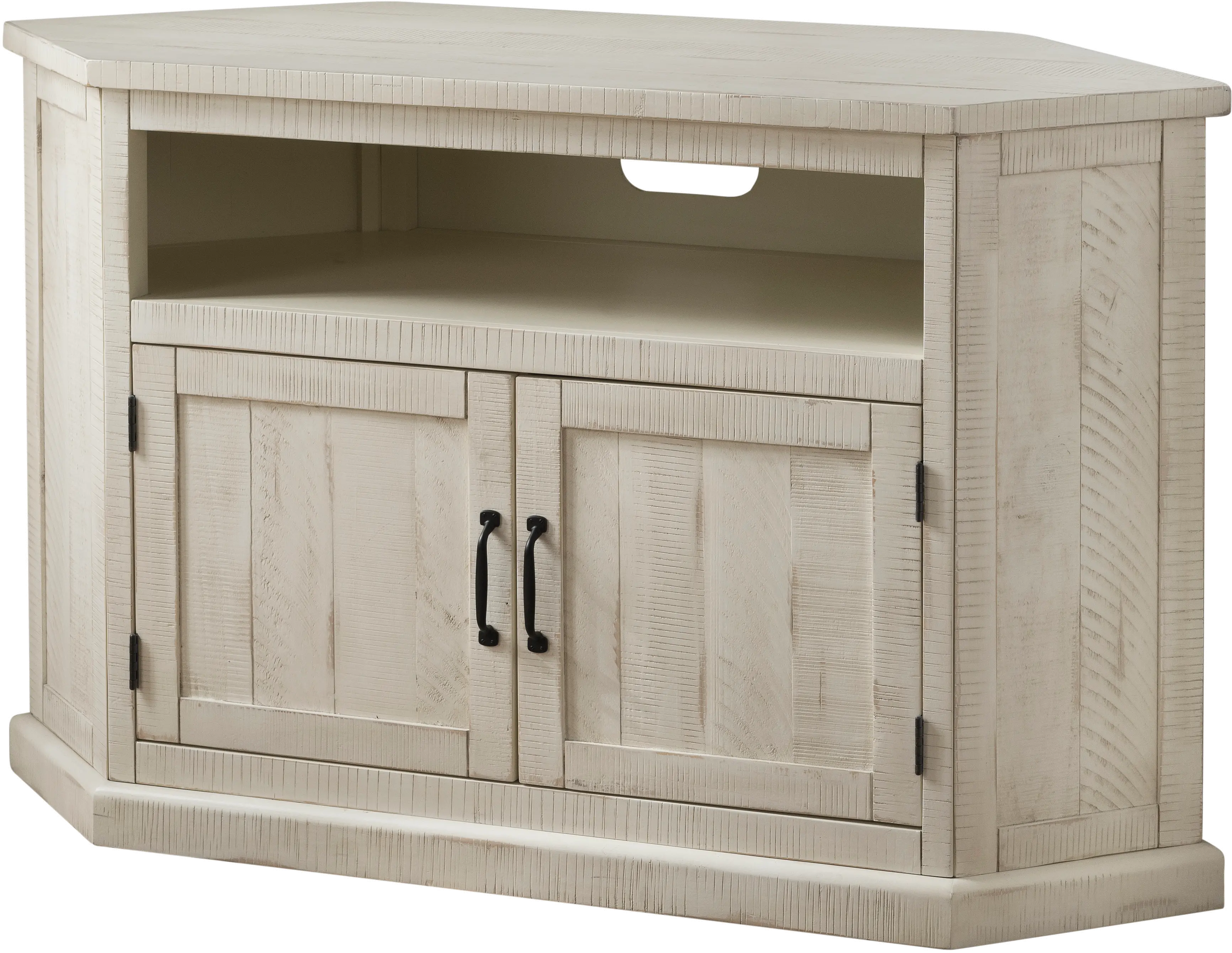 Antique White Country Corner TV Stand-1
