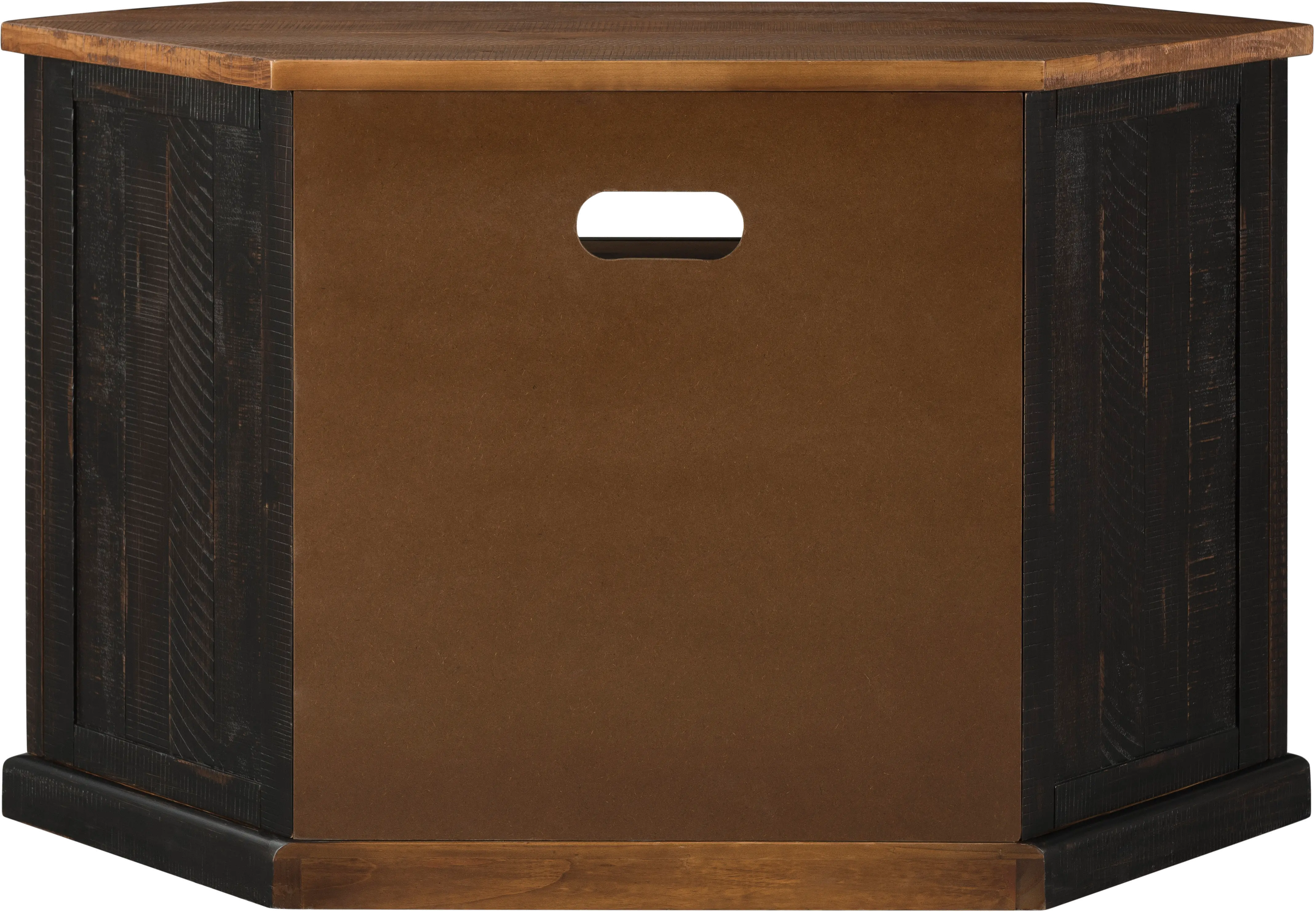 Black and Honey Pine Corner TV Stand-3