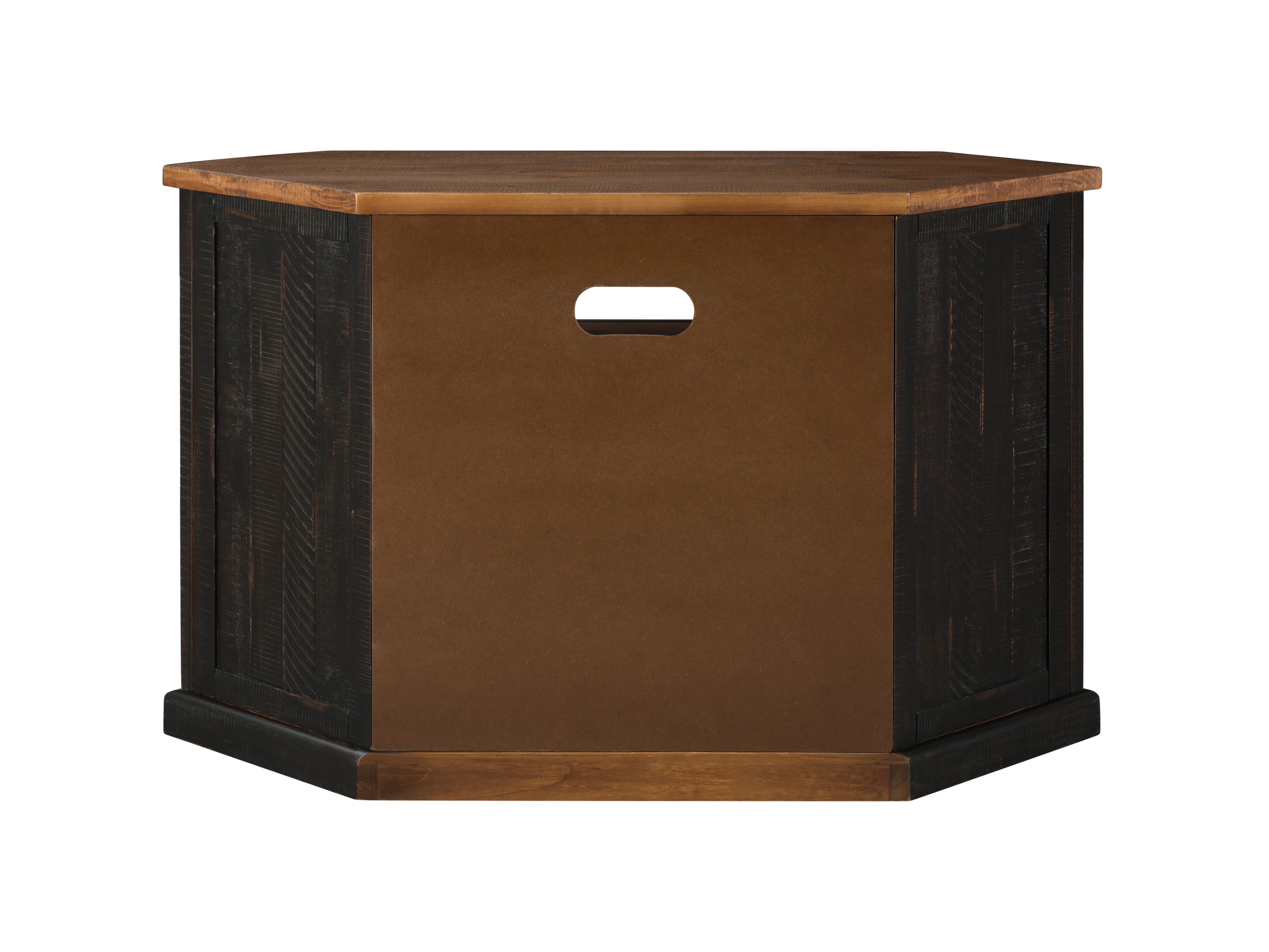 Black and Honey Pine Corner TV Stand-3