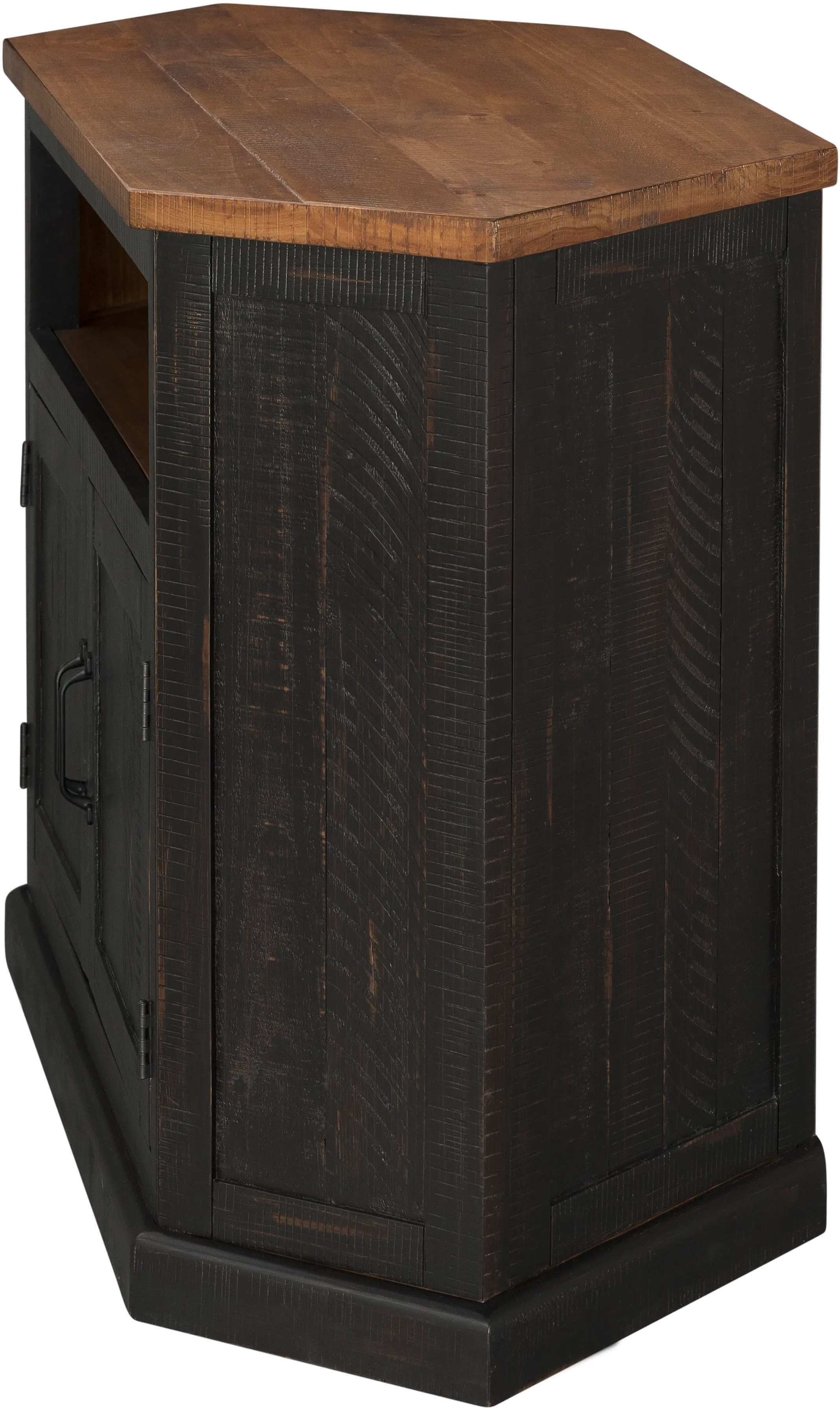 Black and Honey Pine Corner TV Stand-4