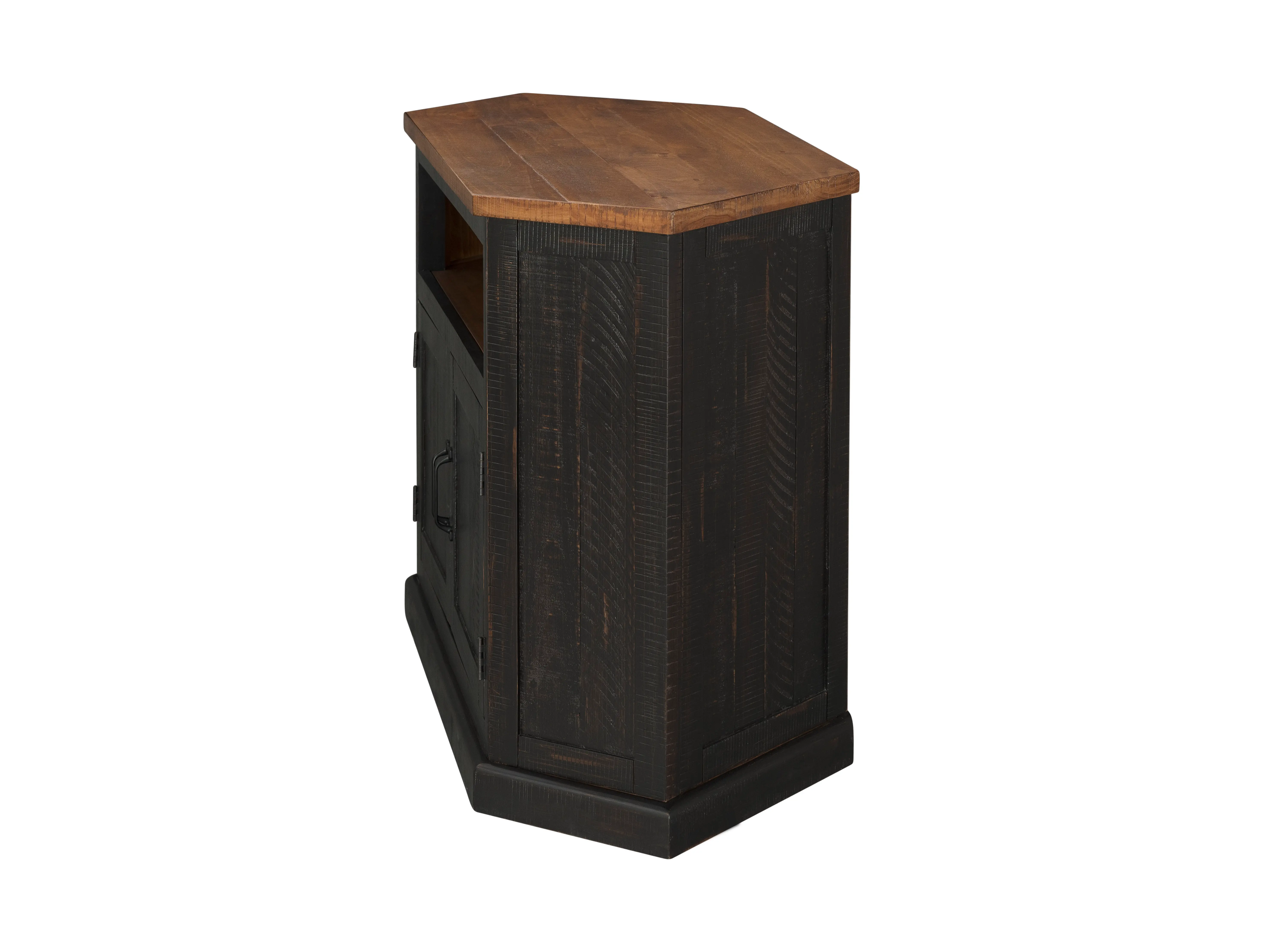 Black and Honey Pine Corner TV Stand-4
