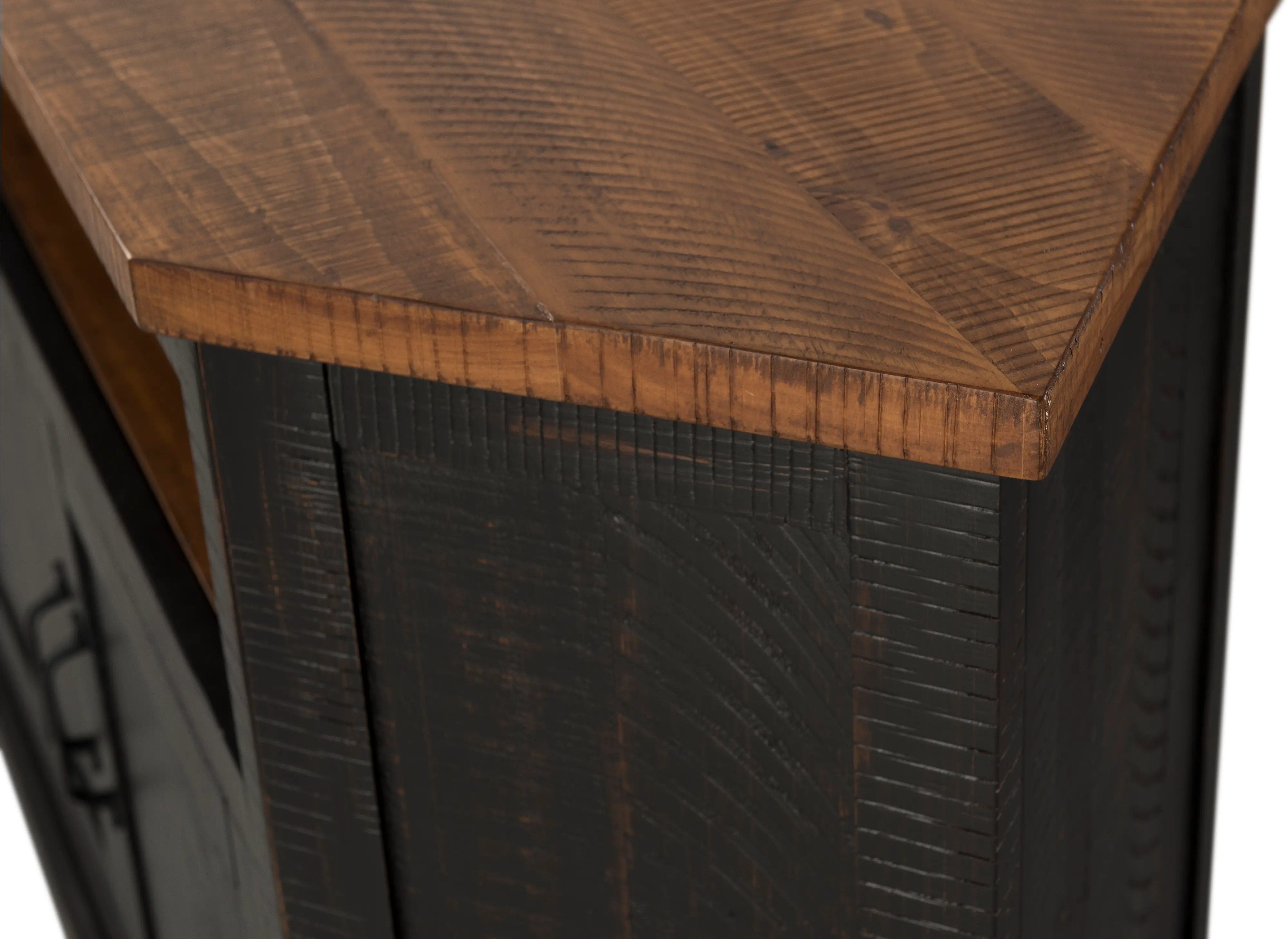Black and Honey Pine Corner TV Stand-5