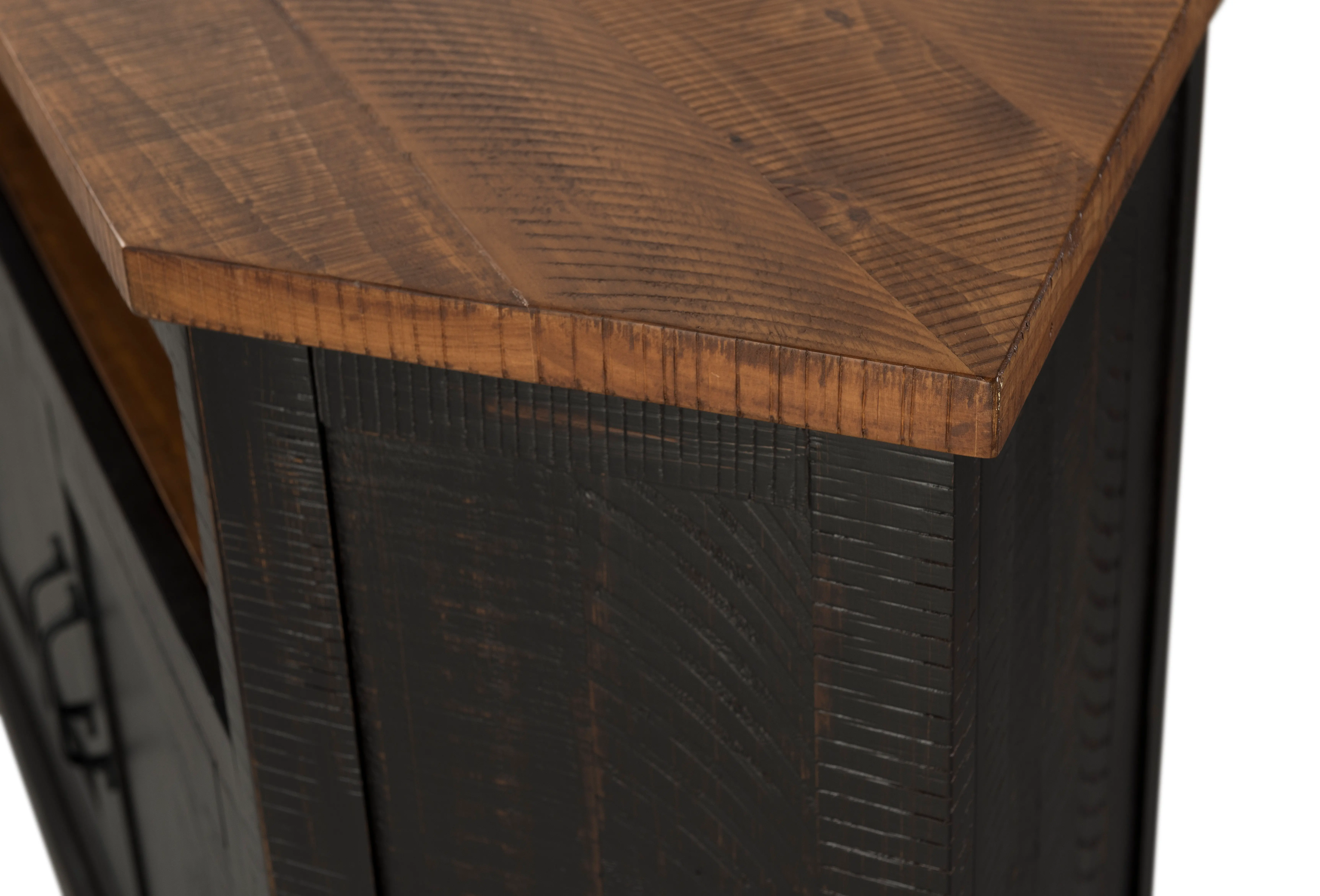 Black and Honey Pine Corner TV Stand-5