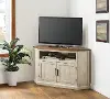 Antique White and Pine Corner TV Stand