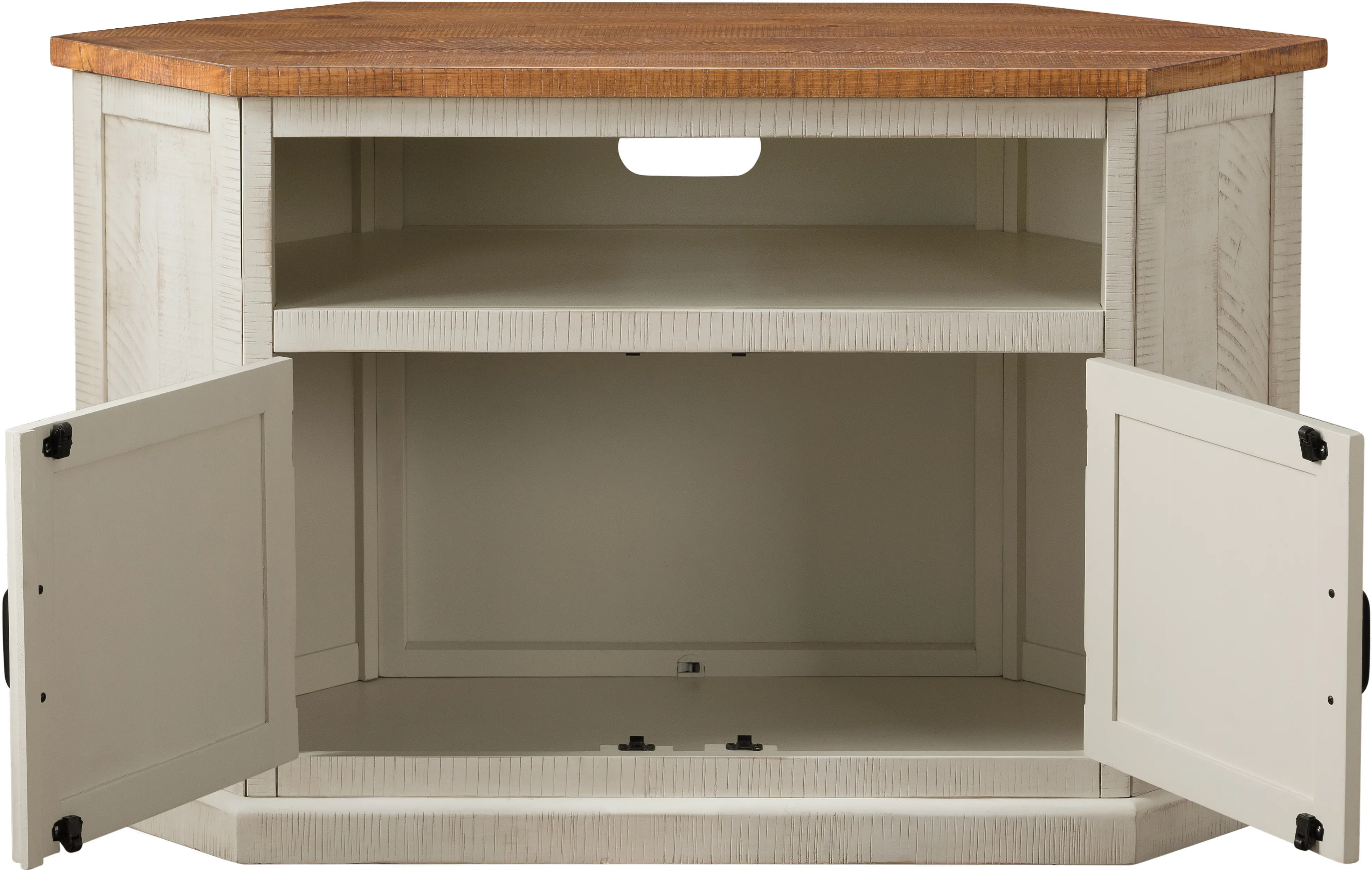 Antique White and Pine Corner TV Stand-1