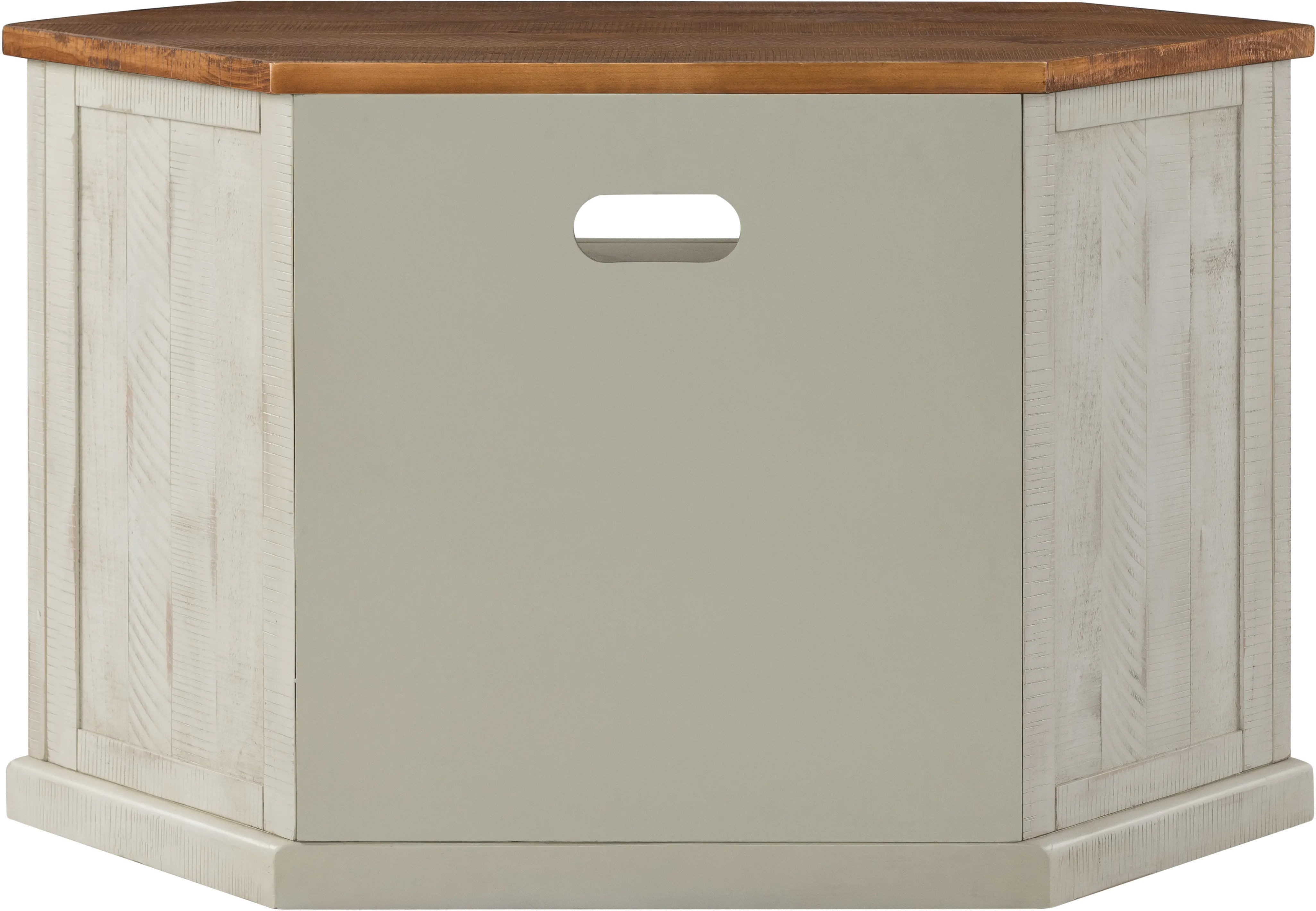 Antique White and Pine Corner TV Stand-3