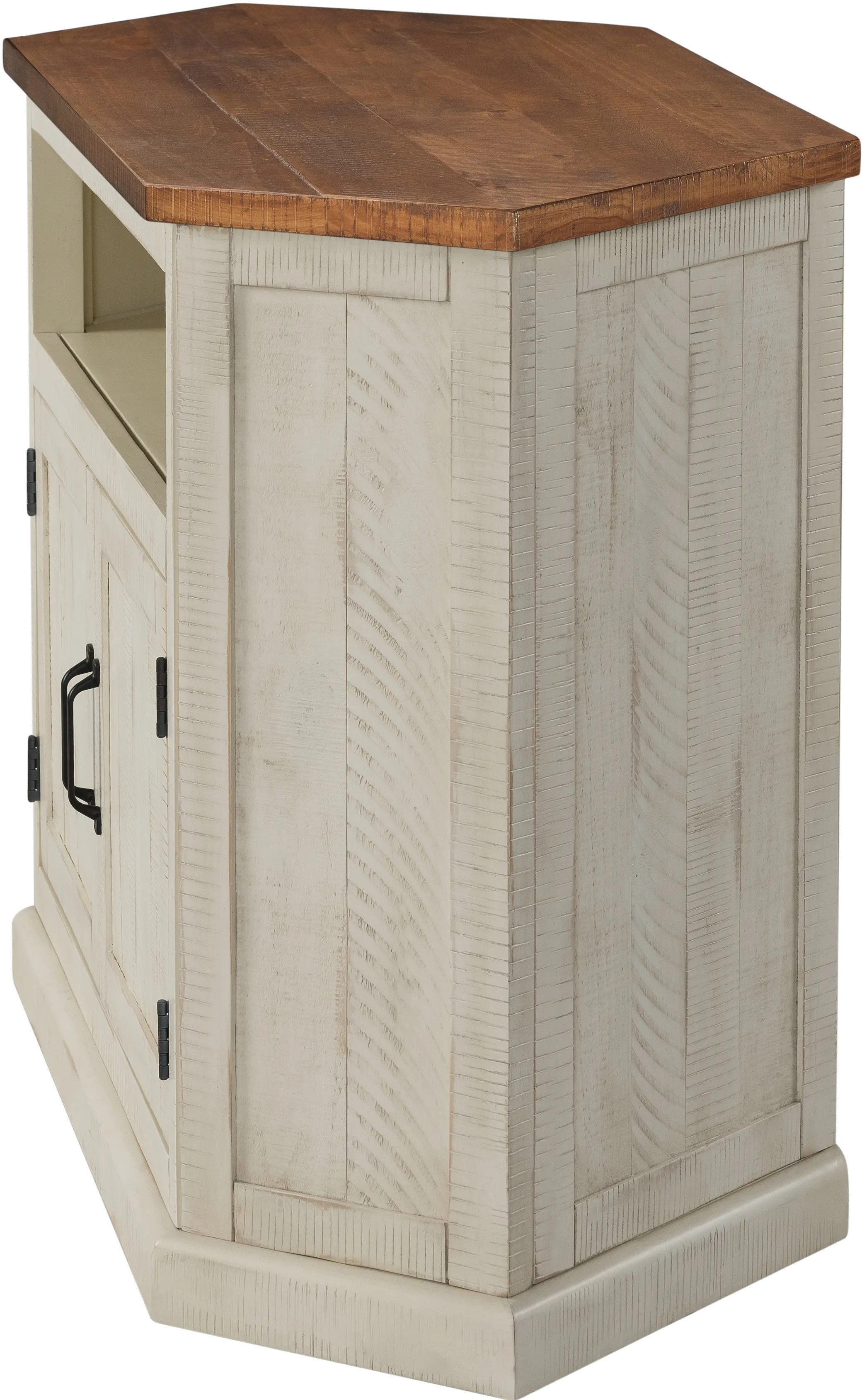 Antique White and Pine Corner TV Stand-4