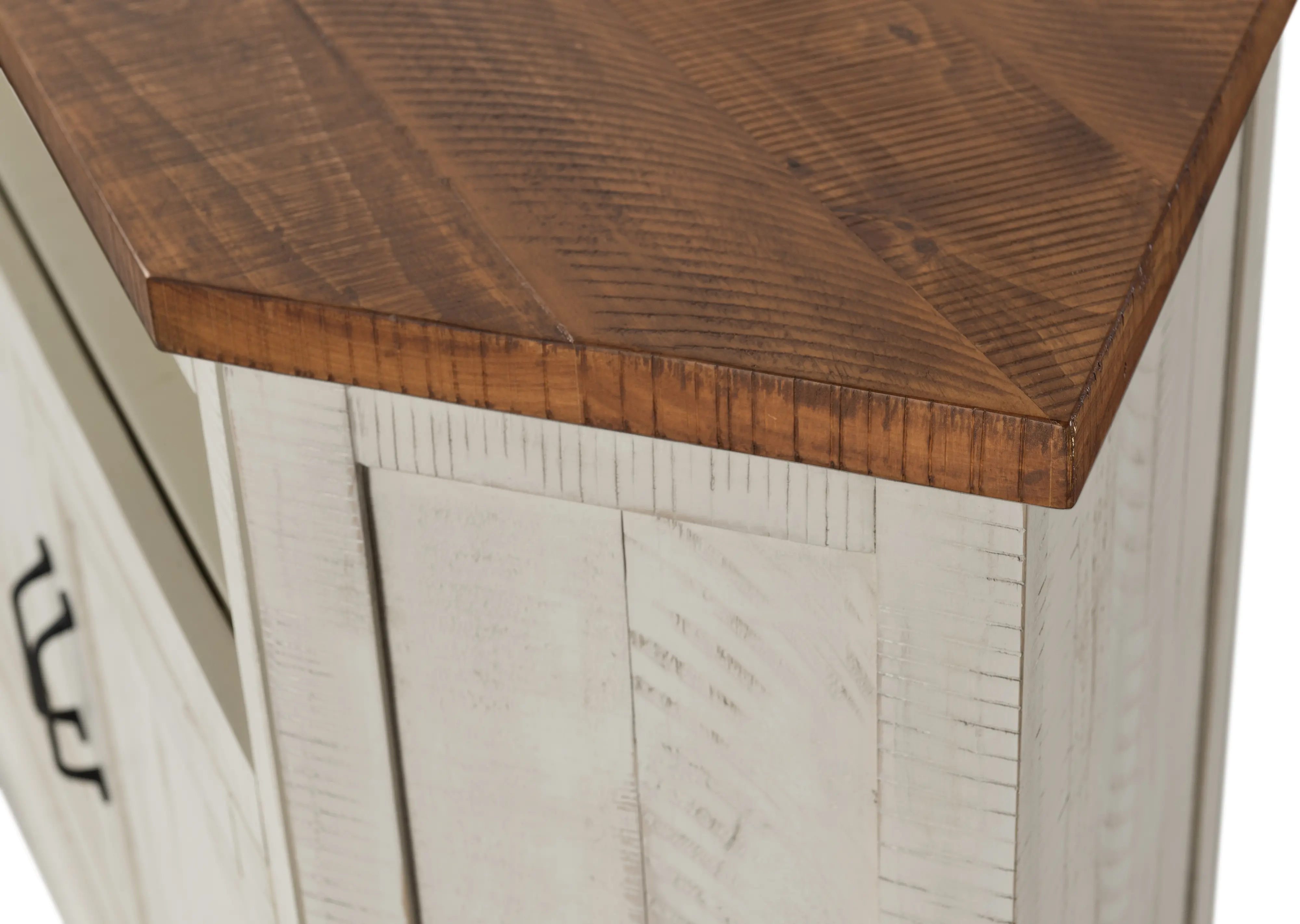 Antique White and Pine Corner TV Stand-5