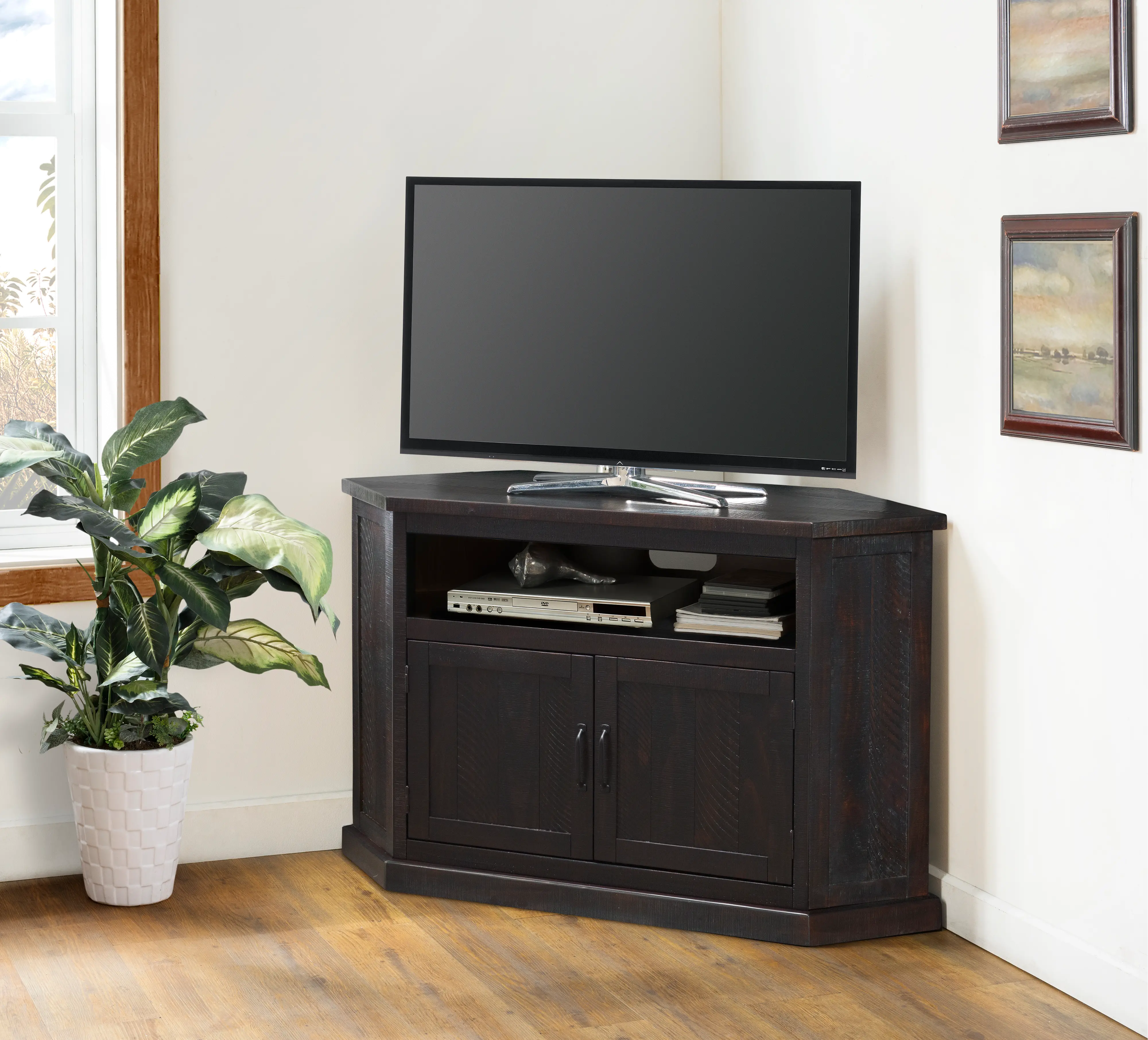 Espresso 55 Inch Corner TV Stand-2