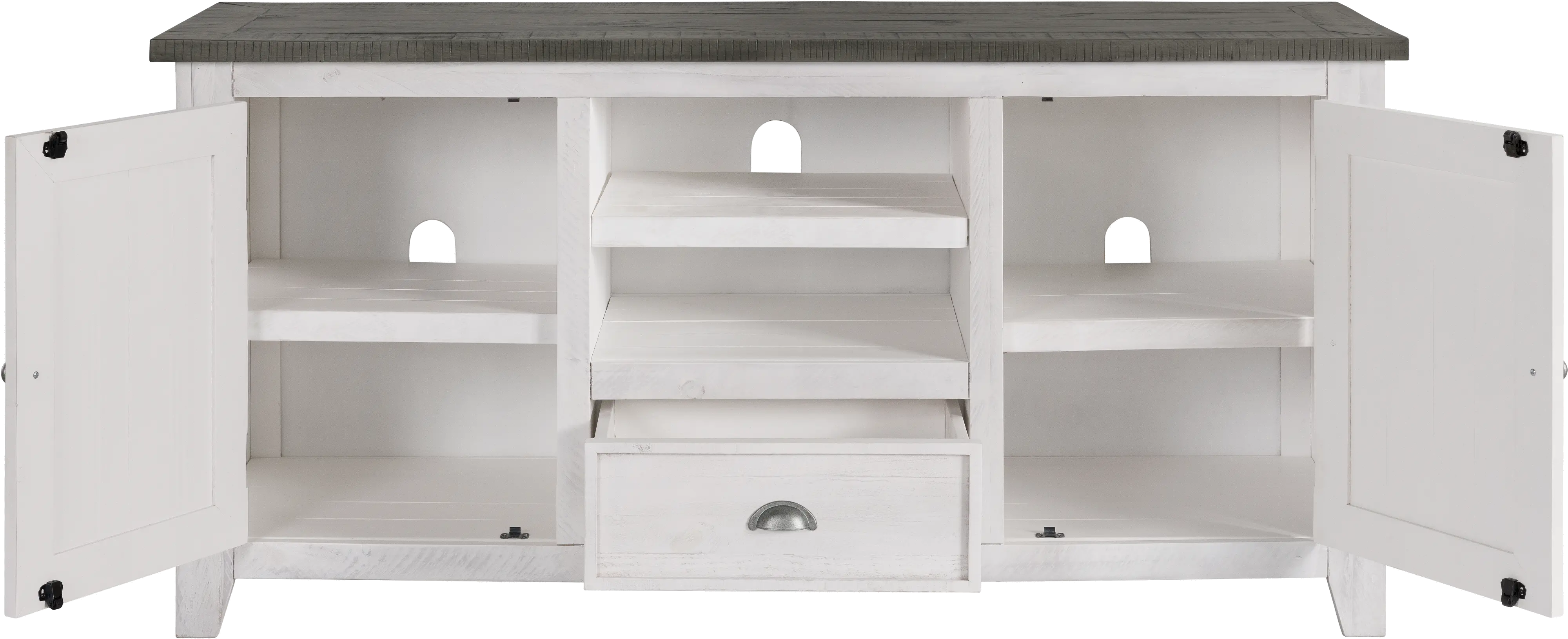 White Washed and Gray 60 Inch TV Stand-4