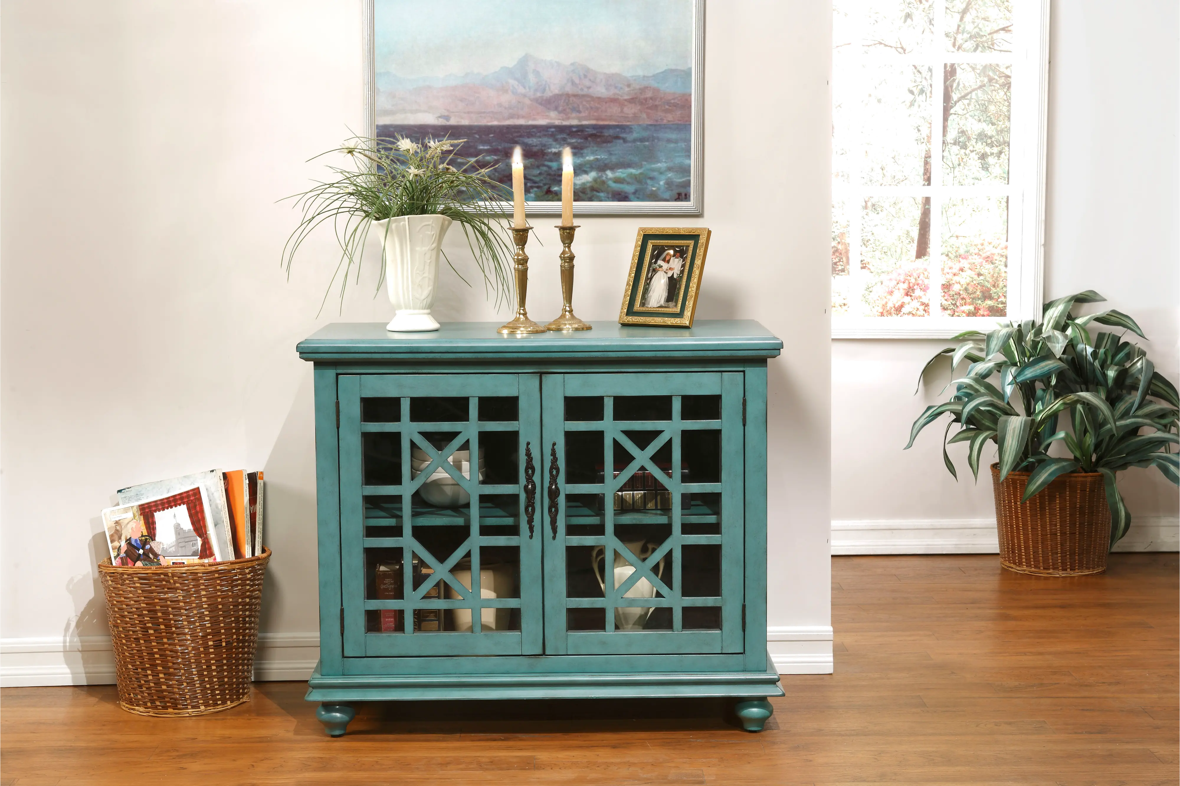 Casual Teal 38 Inch TV Stand - Jules-1