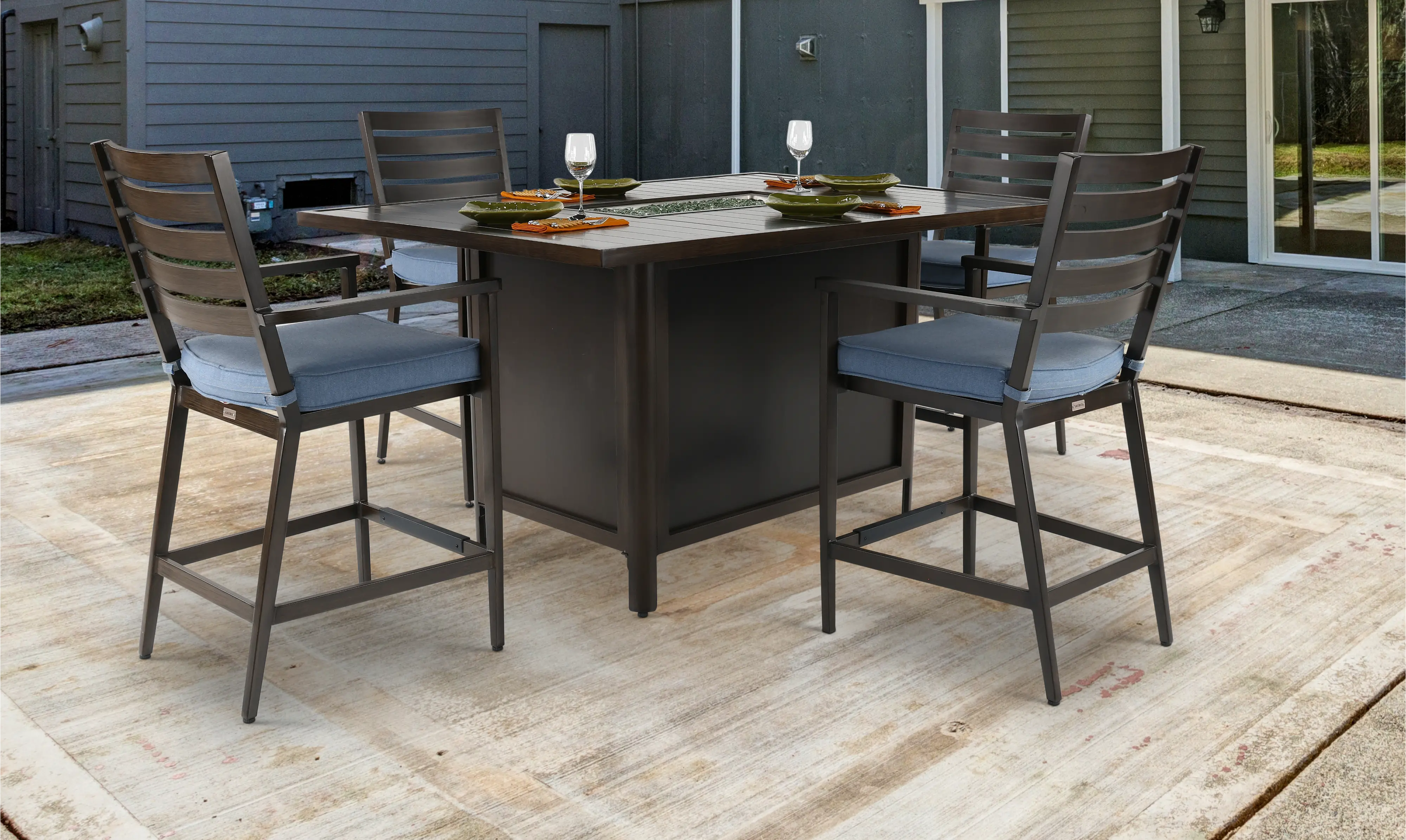 Adeline 5 Piece Patio Fire Counter Height Dining Set-6