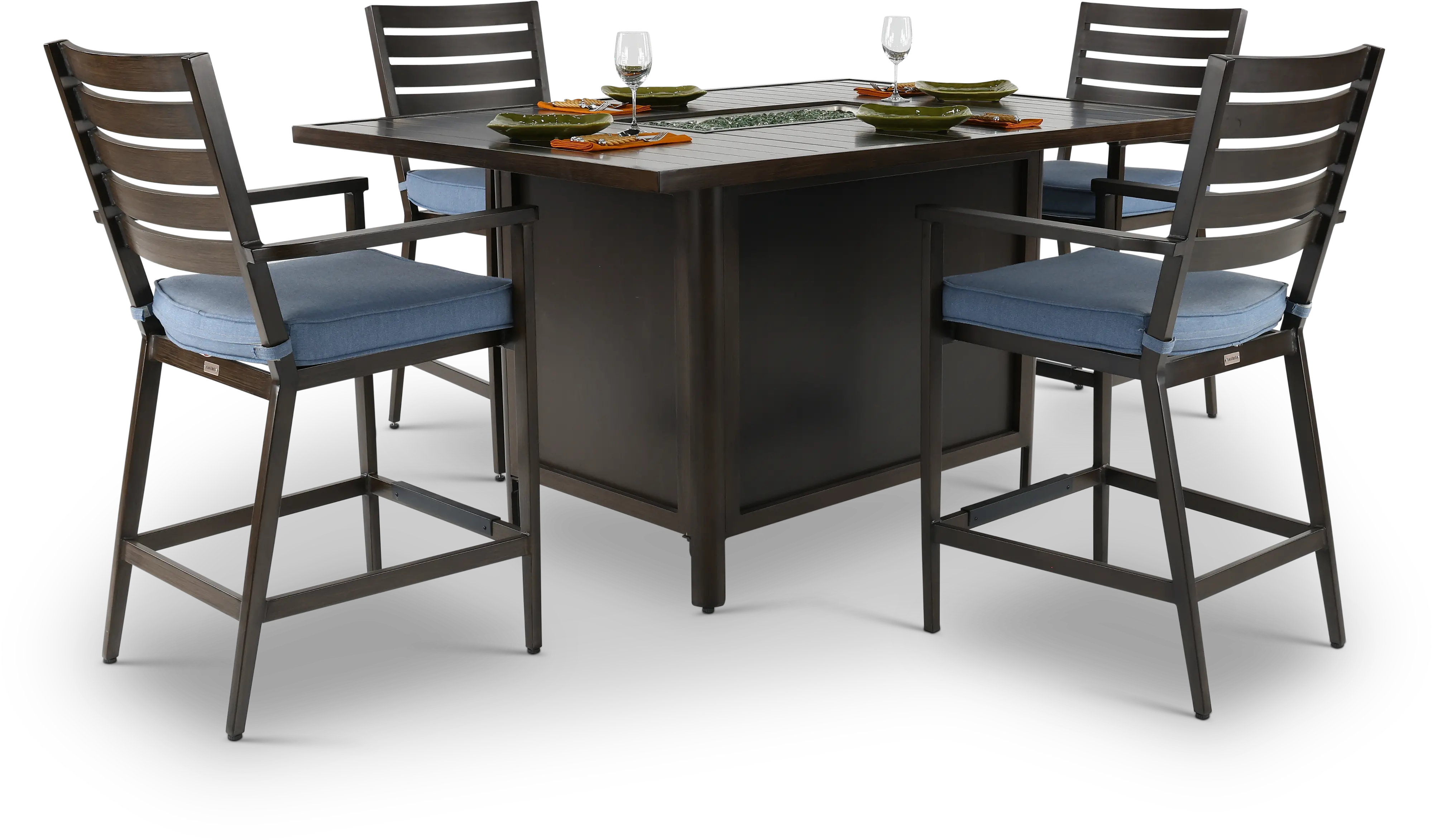 Adeline 5 Piece Patio Fire Counter Height Dining Set-7
