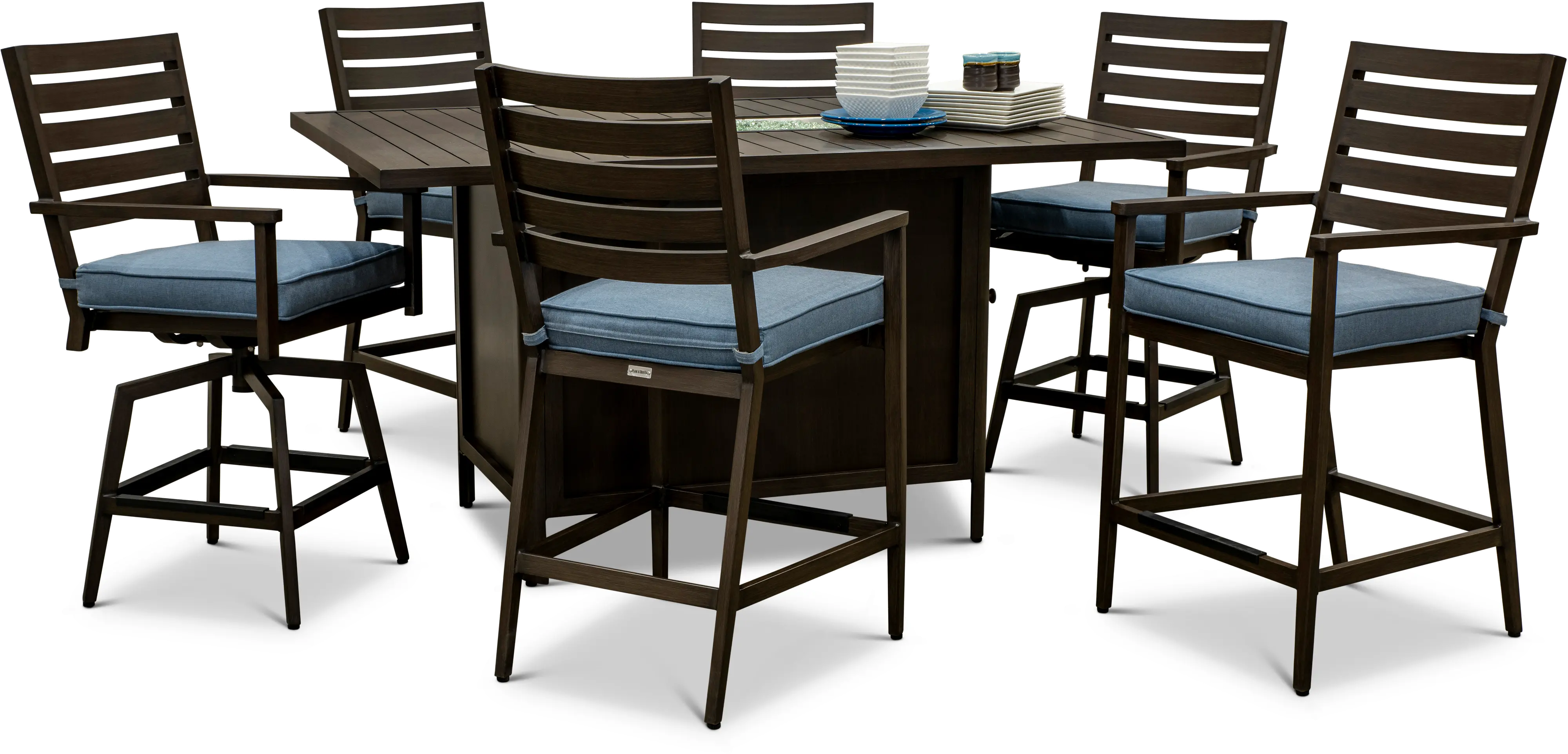 Adeline 7 Piece Patio Fire Pit Dining Table-1